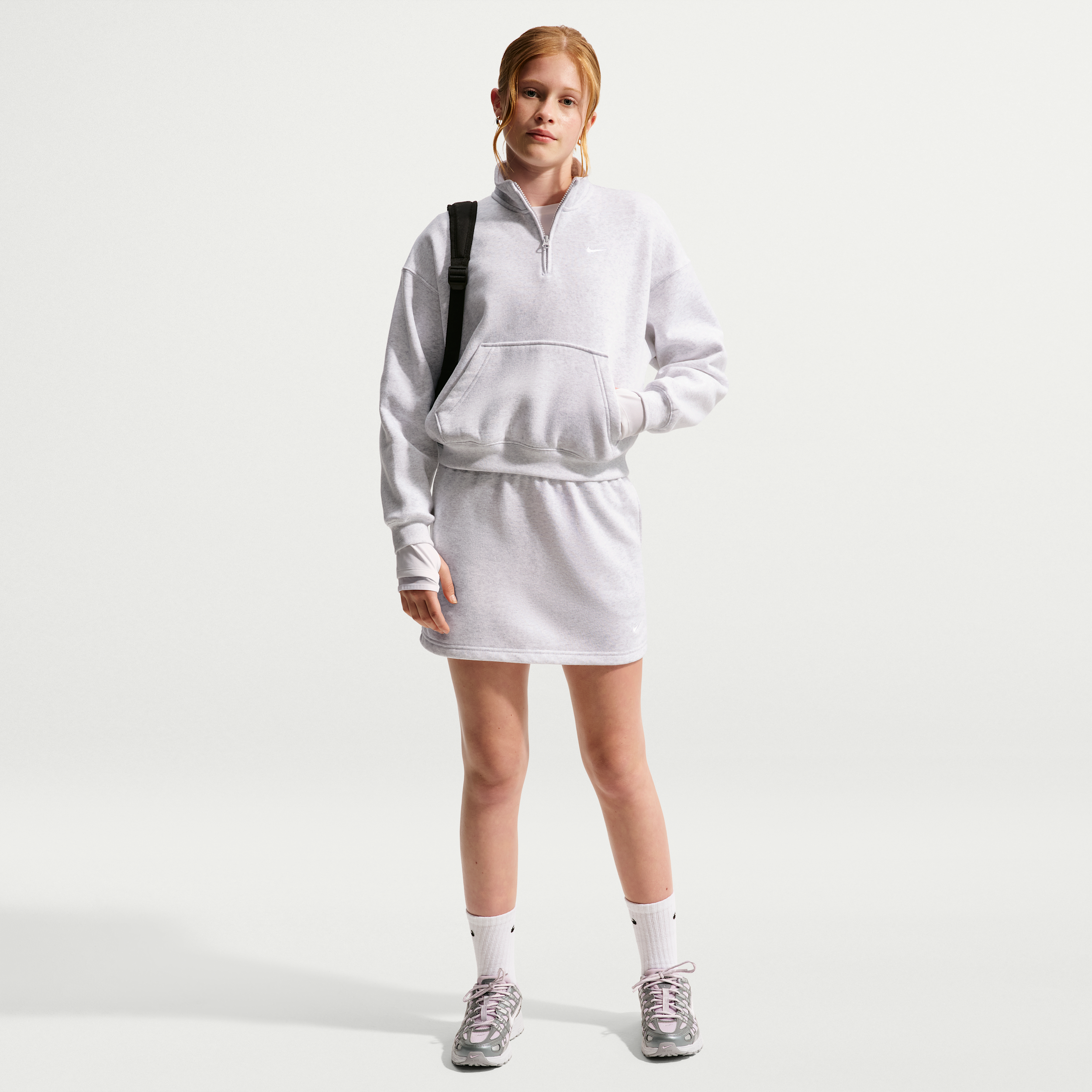 Nike Sportswear Studio Fleece Big Kids' (Girls') French Terry Skirt in Brown | IM5364-051