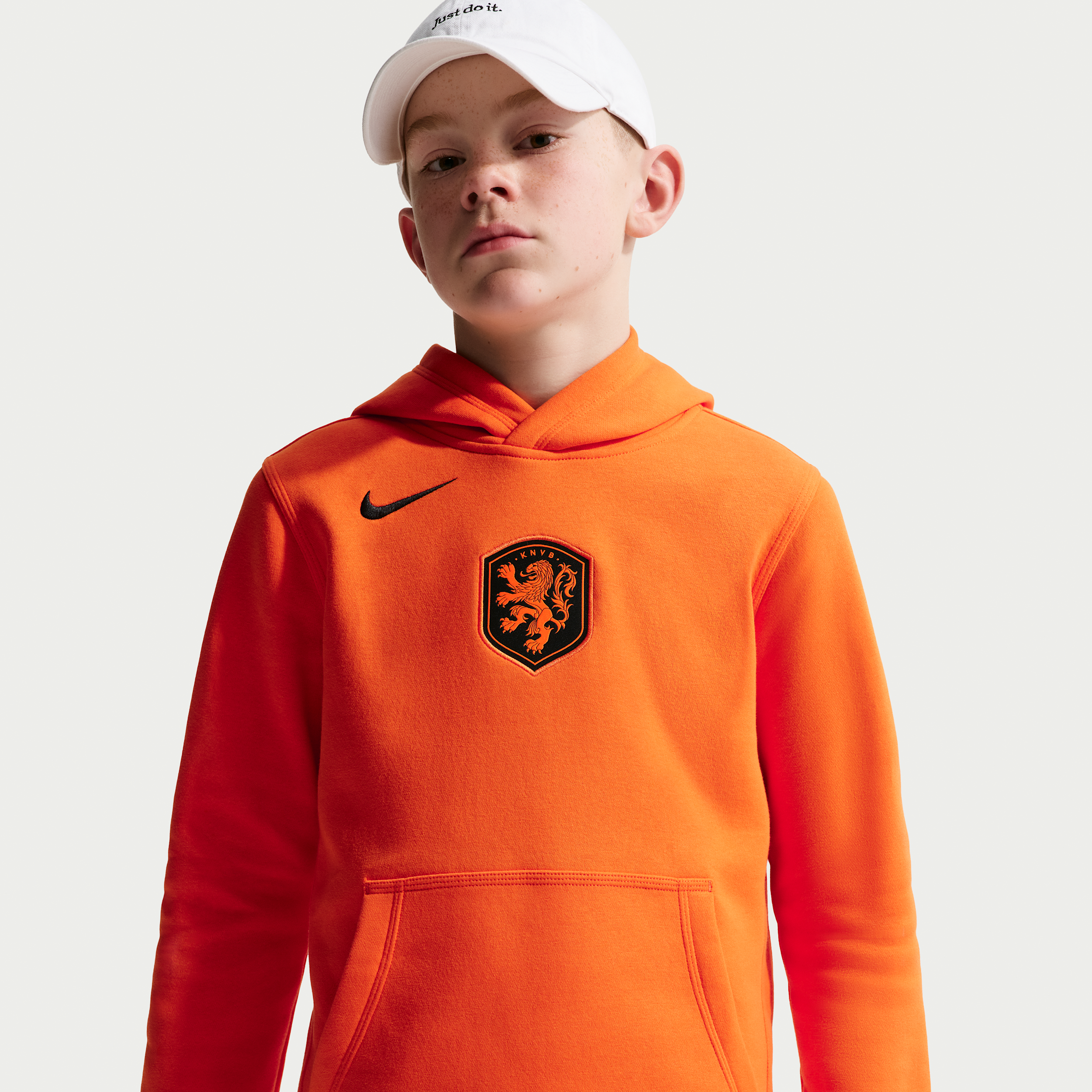 Netherlands Club Big Kids' (Boys') Nike Soccer Pullover Hoodie in Orange | IB7853-830