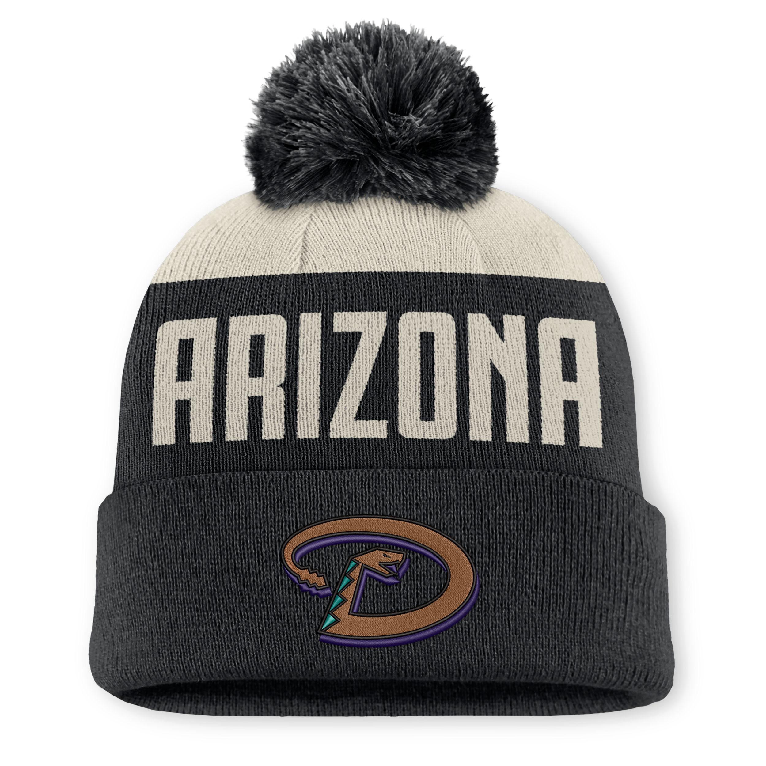 Arizona Diamondbacks Cooperstown Peak Nike Men's MLB Cuffed Pom Beanie in Black | NB1608CODIA-5JZ