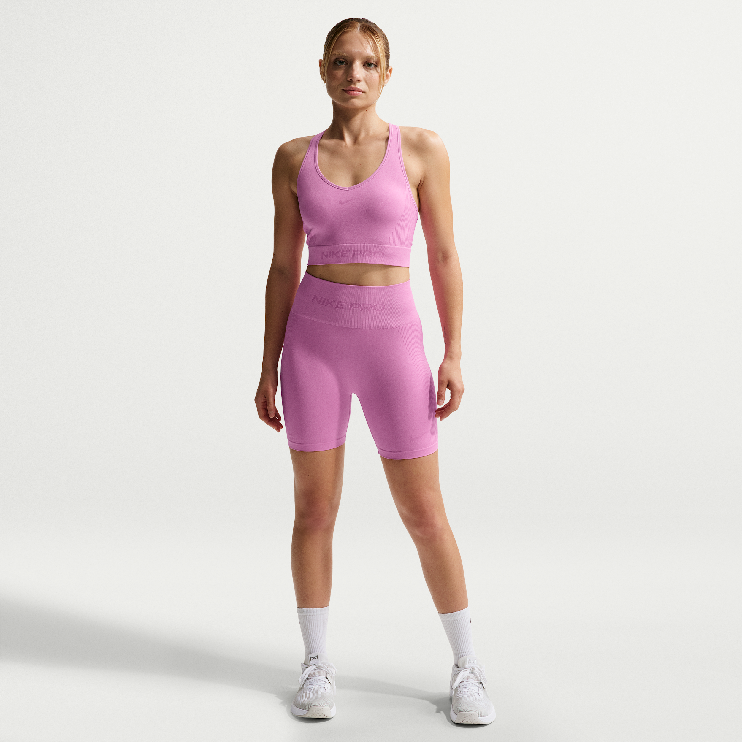 Women's Nike Pro Seamless Dri-FIT High-Waisted 5" Biker Shorts in Purple | IF1210-503