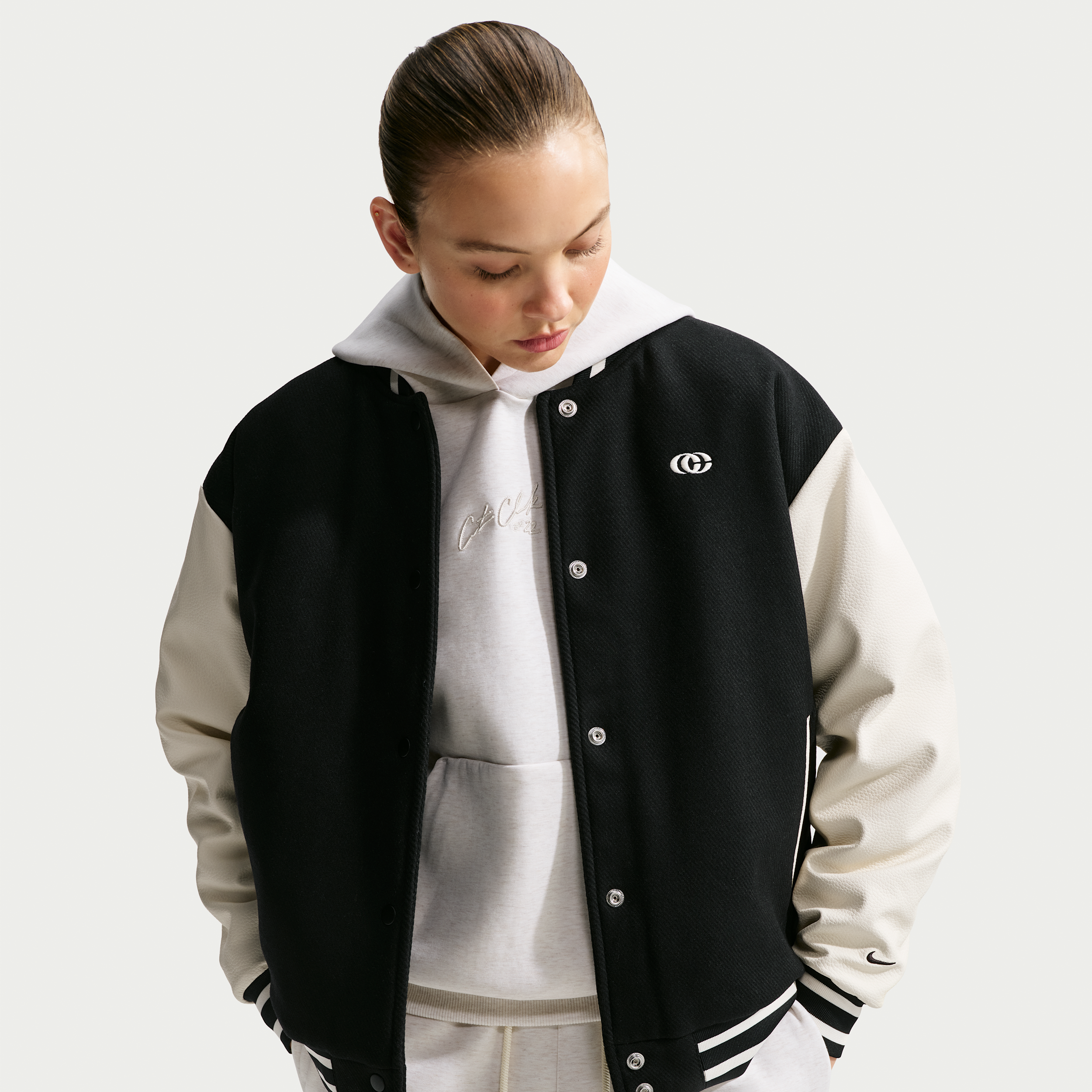 Nike Women's Caitlin Clark Basketball Varsity Jacket in Black | JA1575-010