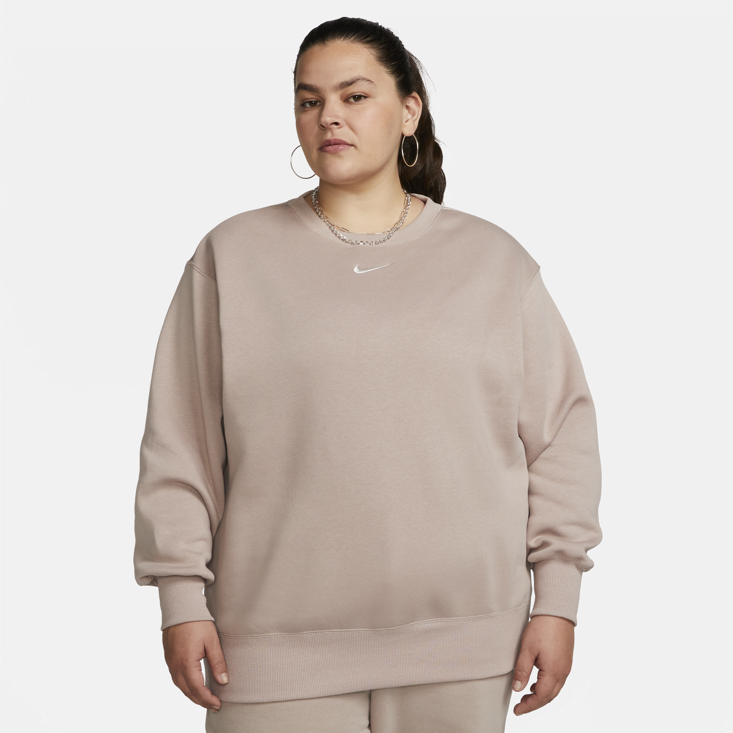 Nike Women's  Sportswear Phoenix Fleece Oversized Crewneck Sweatshirt (plus Size) In Brown