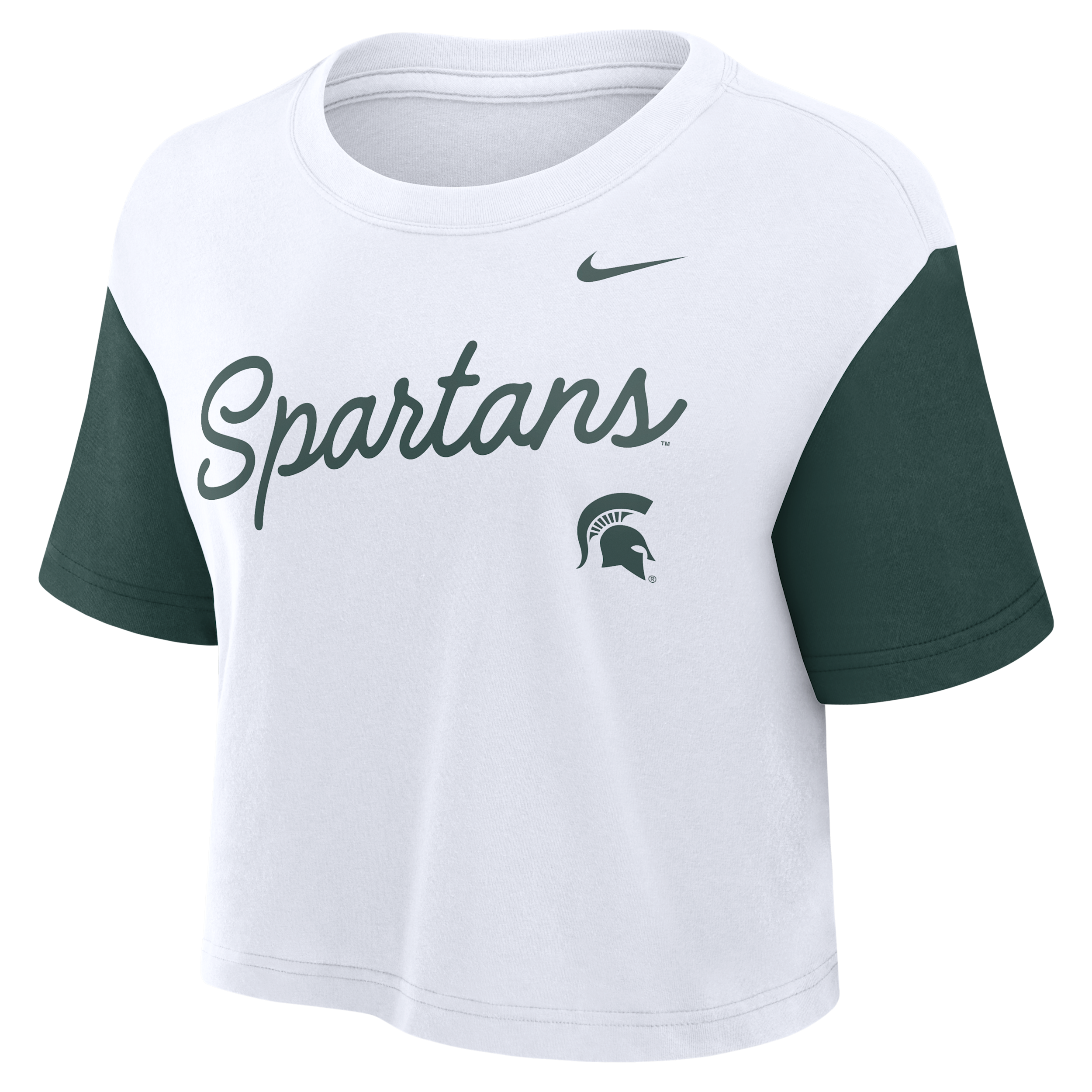 Nike Michigan State Script  Women's Dri-fit College Cropped T-shirt In White