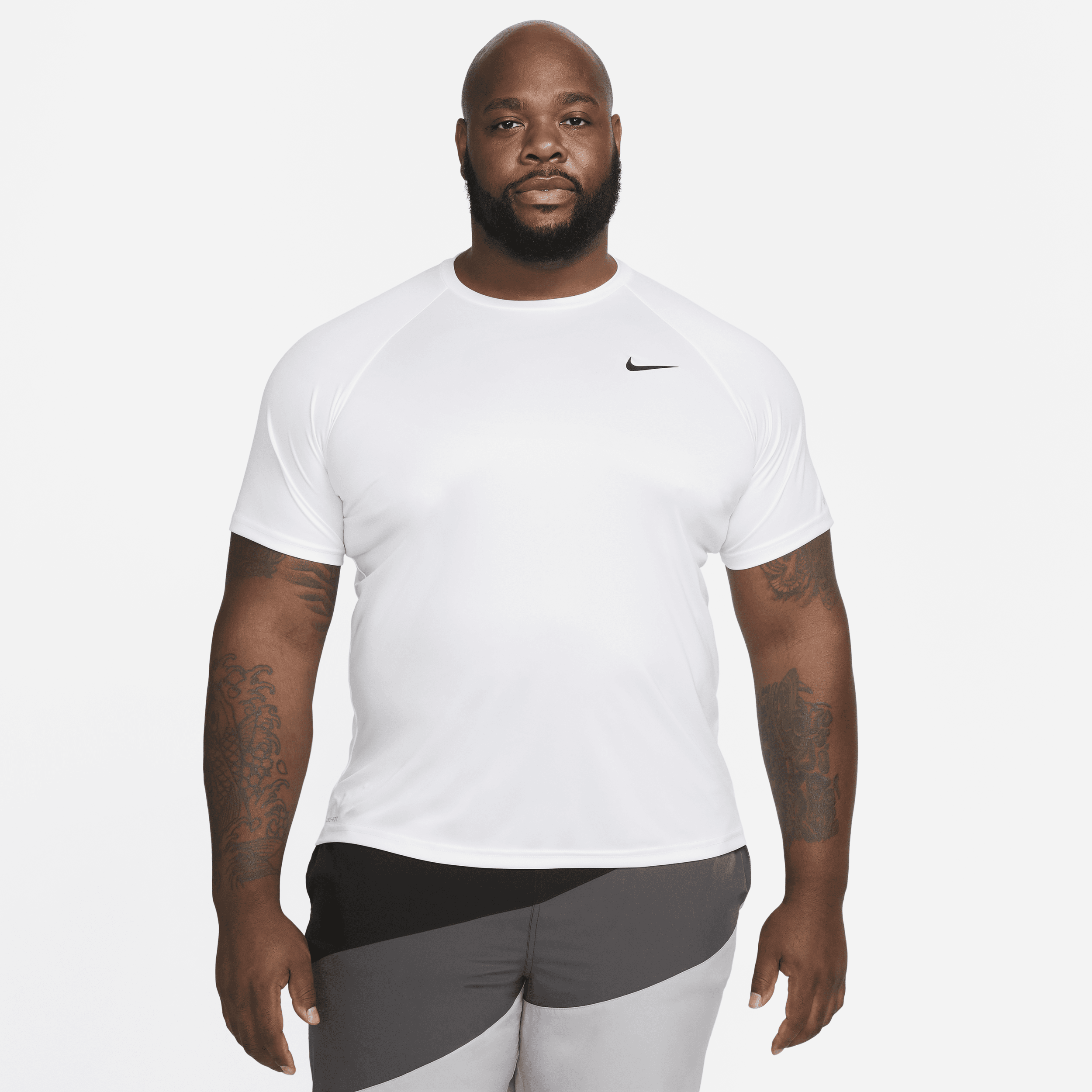 Nike Men's Essential Dri-fit Short-sleeve Swim Hydroguard (extended Size) In White