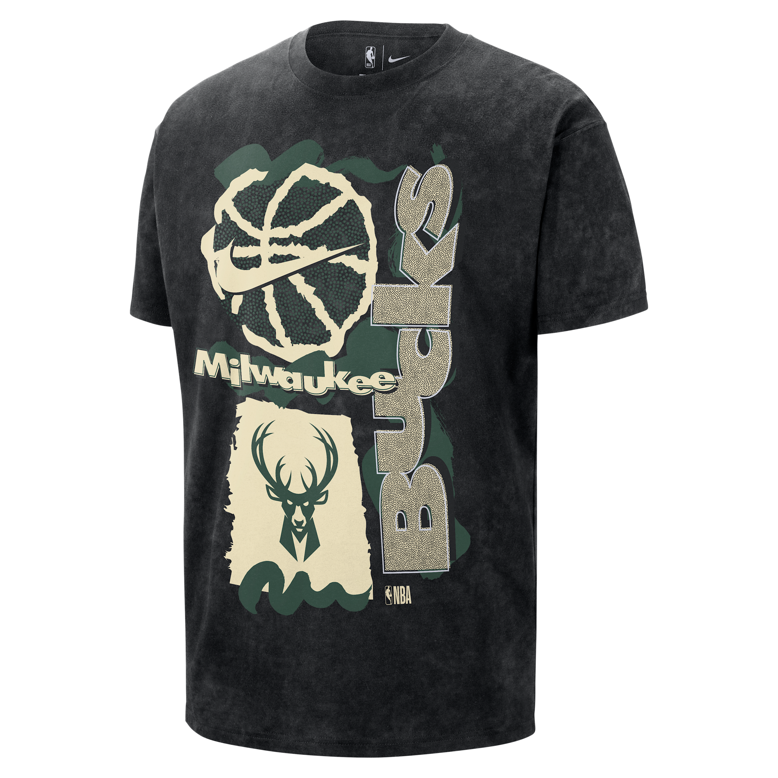 Nike Milwaukee Bucks Courtside  Men's Nba Max90 T-shirt In Black