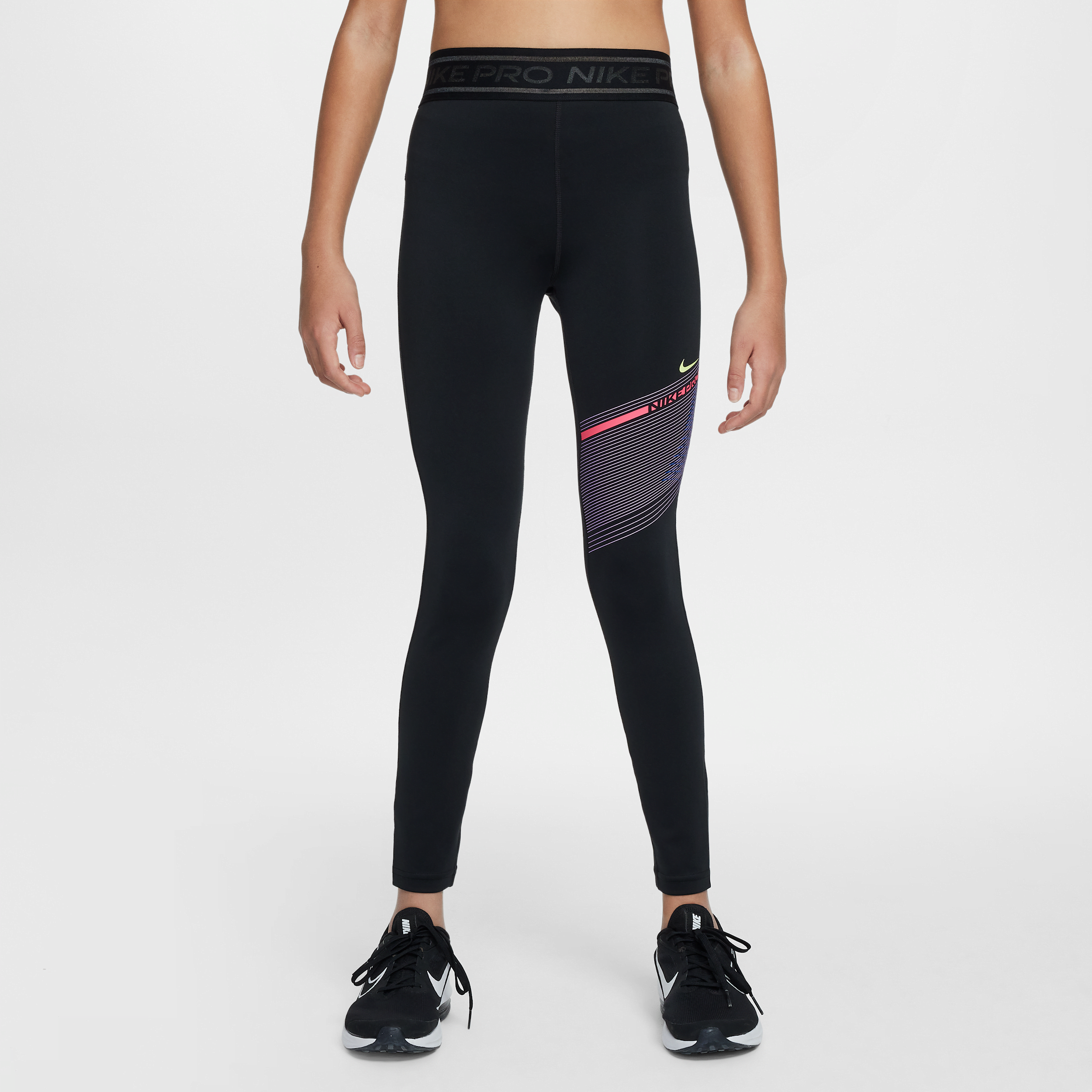 Nike Women's Pro Girls' Dri-fit Mid-rise Leggings In Black
