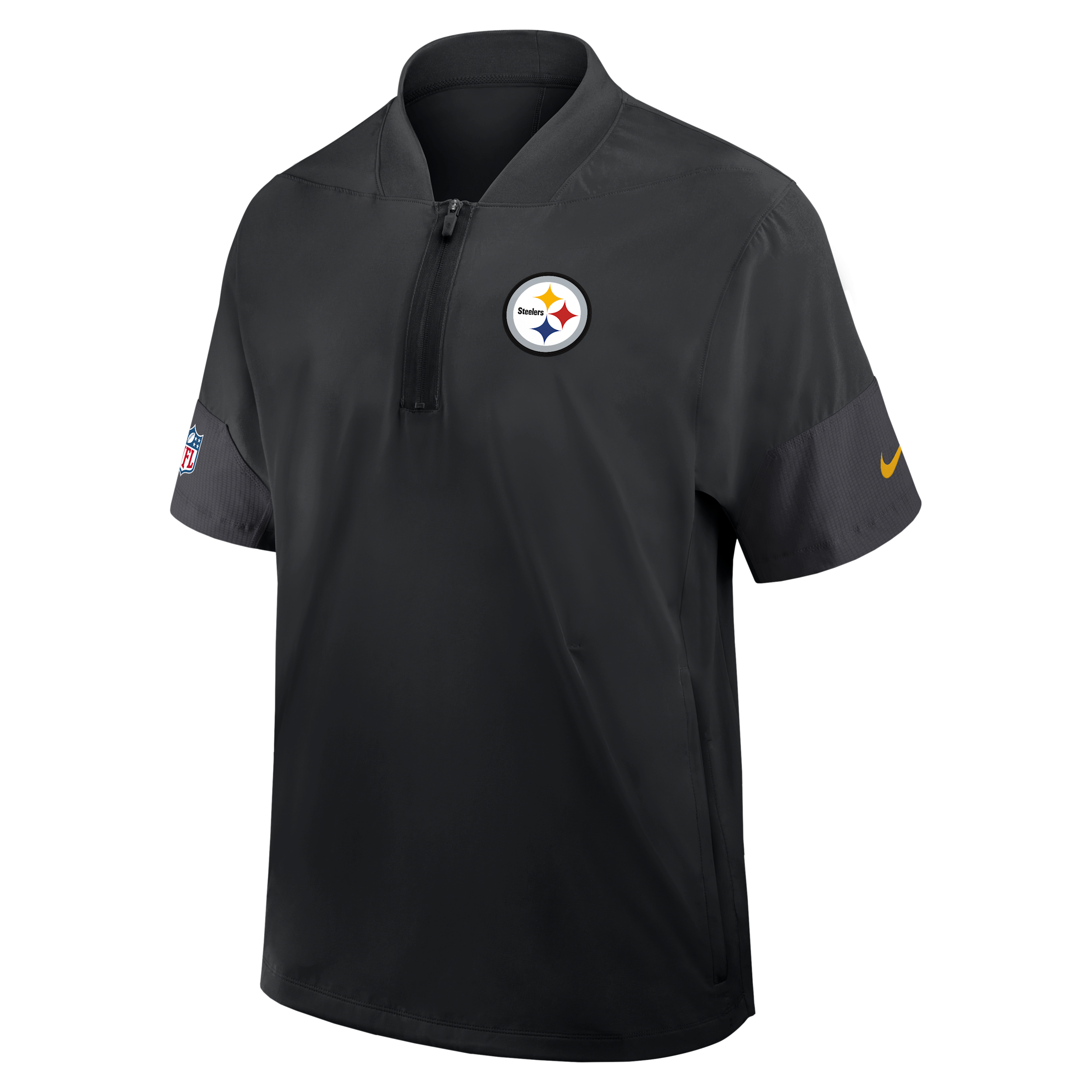 Pittsburgh Steelers Sideline Coach Nike Men's NFL 1/2-Zip Short-Sleeve Jacket in Black | 03BO166N7L-2J5
