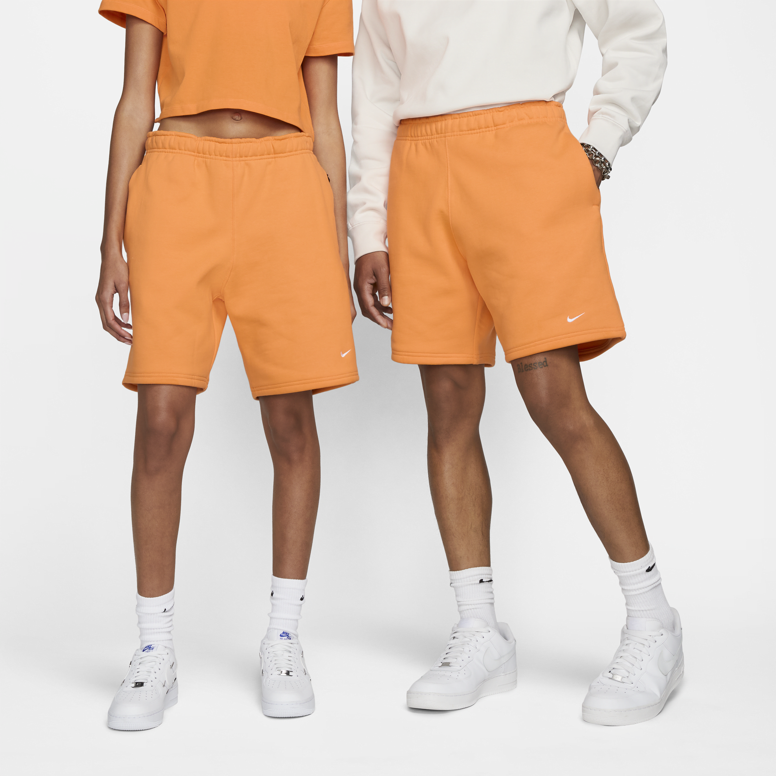 Nike Unisex Solo Swoosh Fleece Shorts In Orange