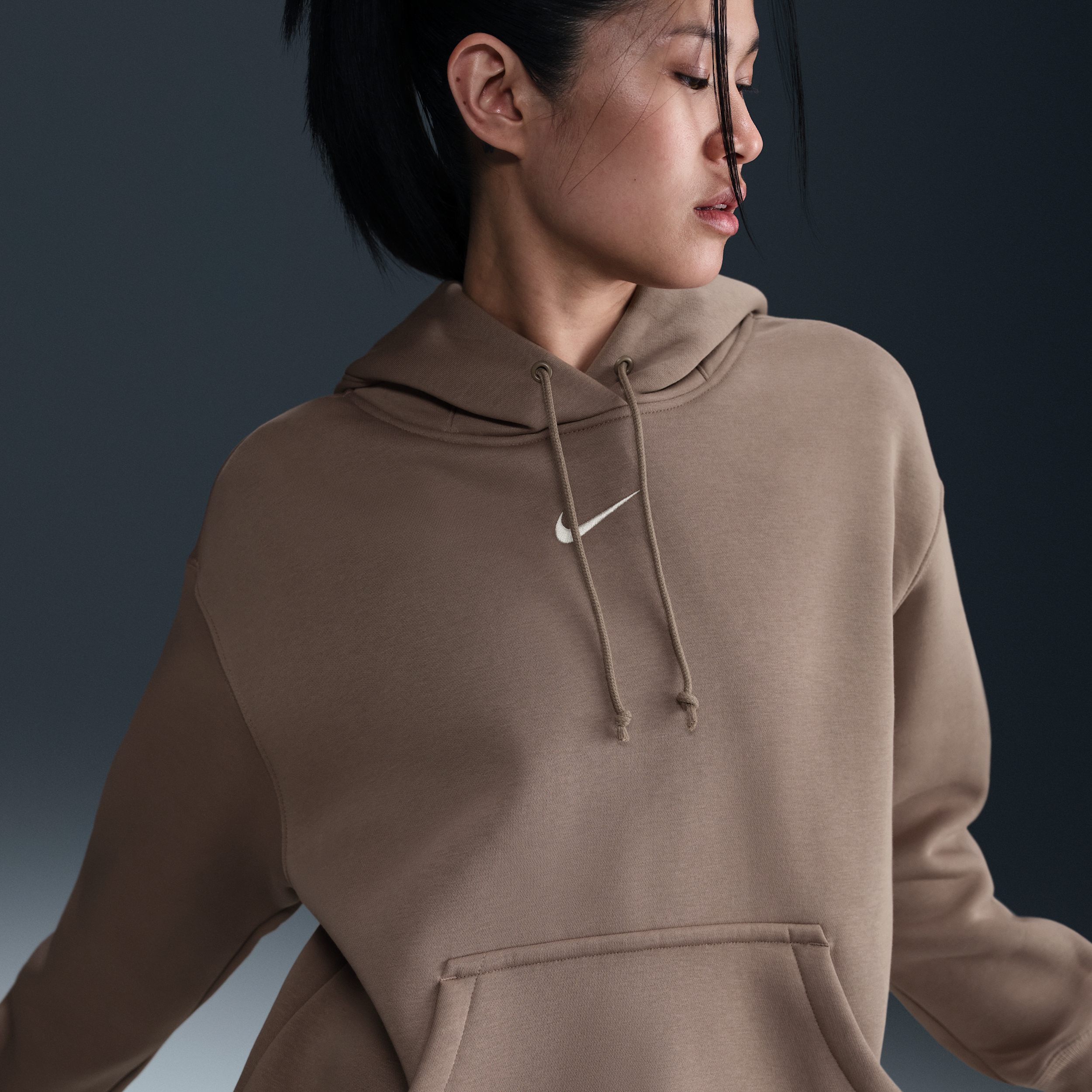 Nike Sportswear Phoenix Oversize Fleece Hoodie In Brown