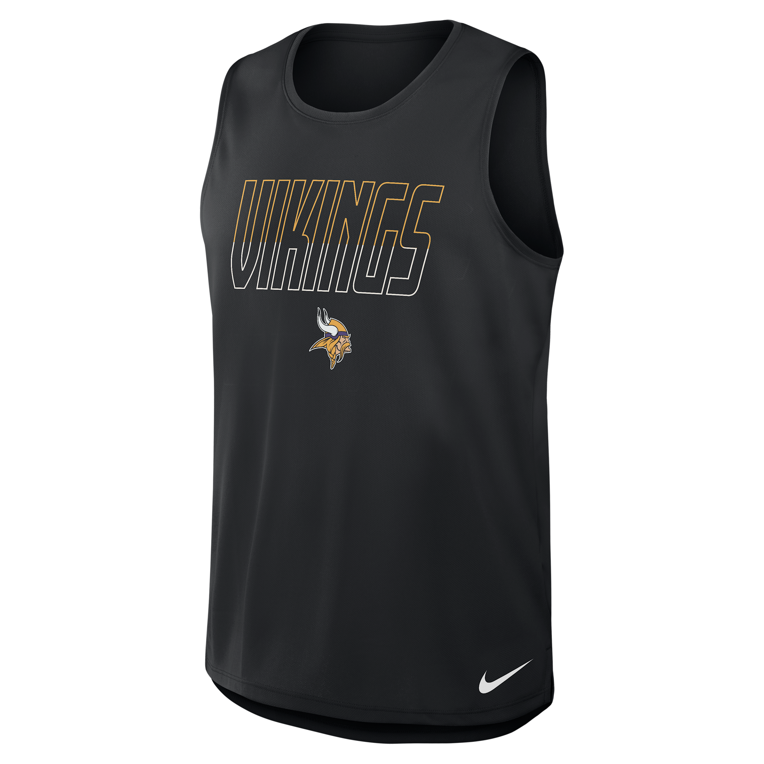 Nike Men's Minnesota Vikings Kickoff Miler Crew Neck Screen Print Graphics Tank Top - Black