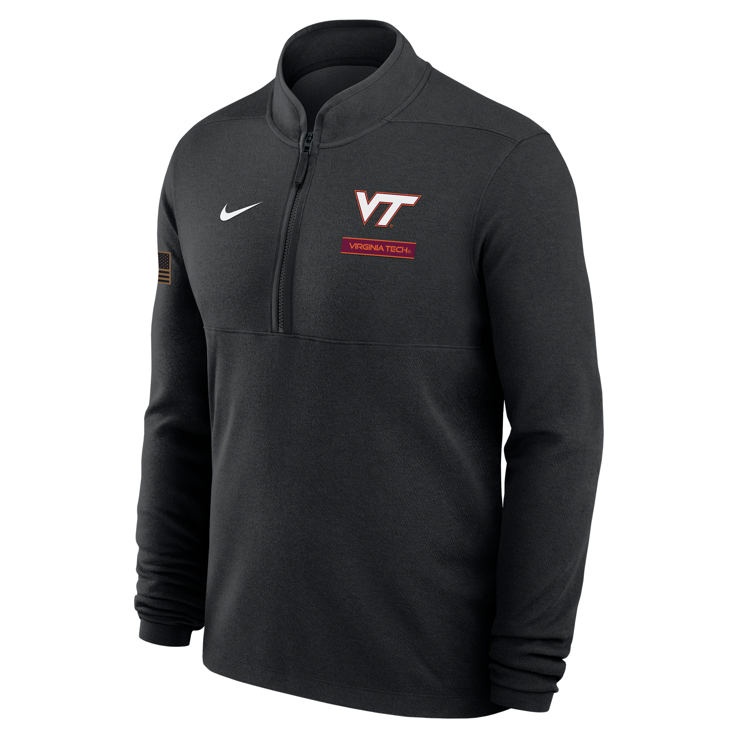 Virginia Tech 2026 Military Appreciation Stride Nike Men's Dri-FIT College 1/2-Zip Long-Sleeve Top in Black | IV8412-010