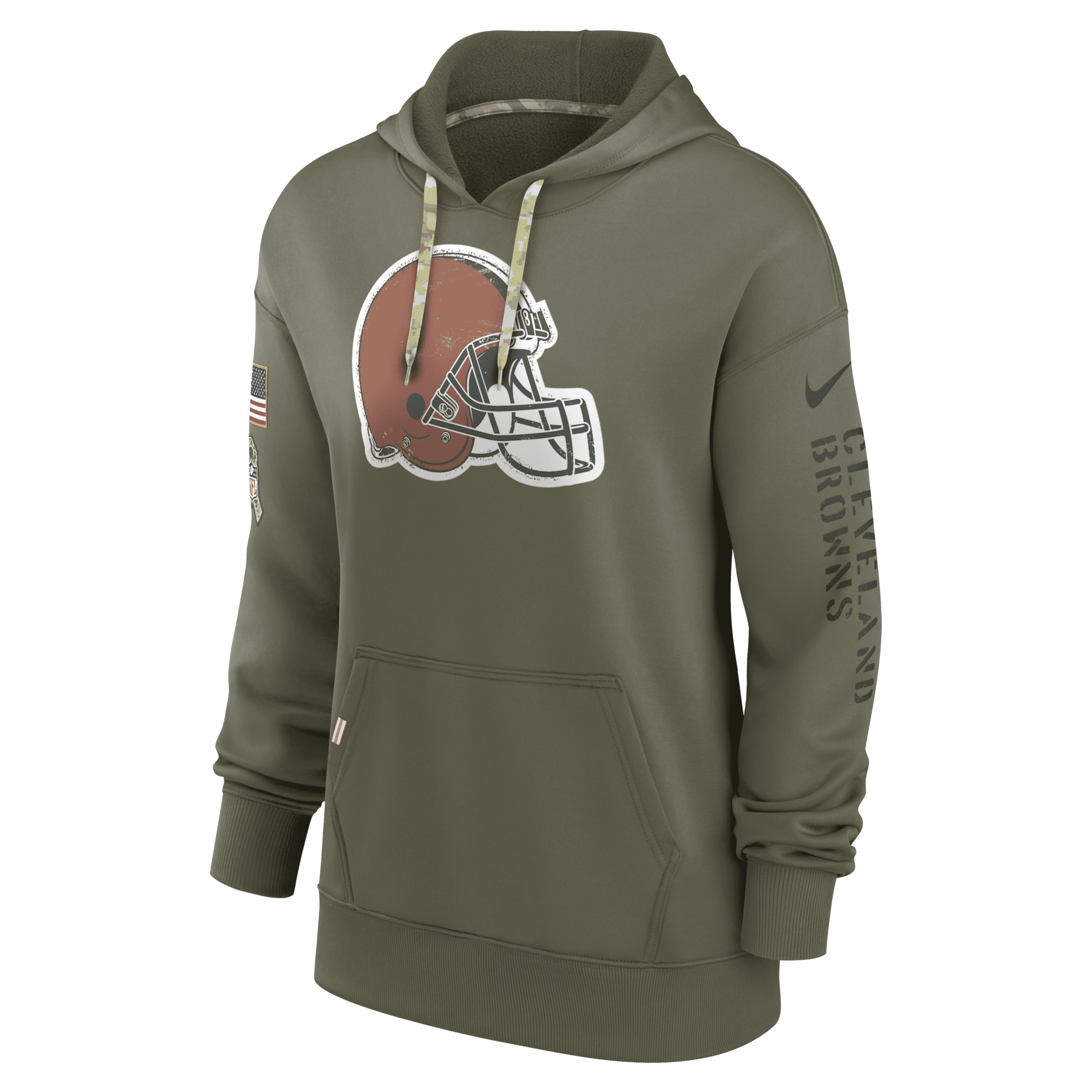 Shop Nike Women's Dri-fit Salute To Service Logo (nfl Cleveland Browns) Pullover Hoodie