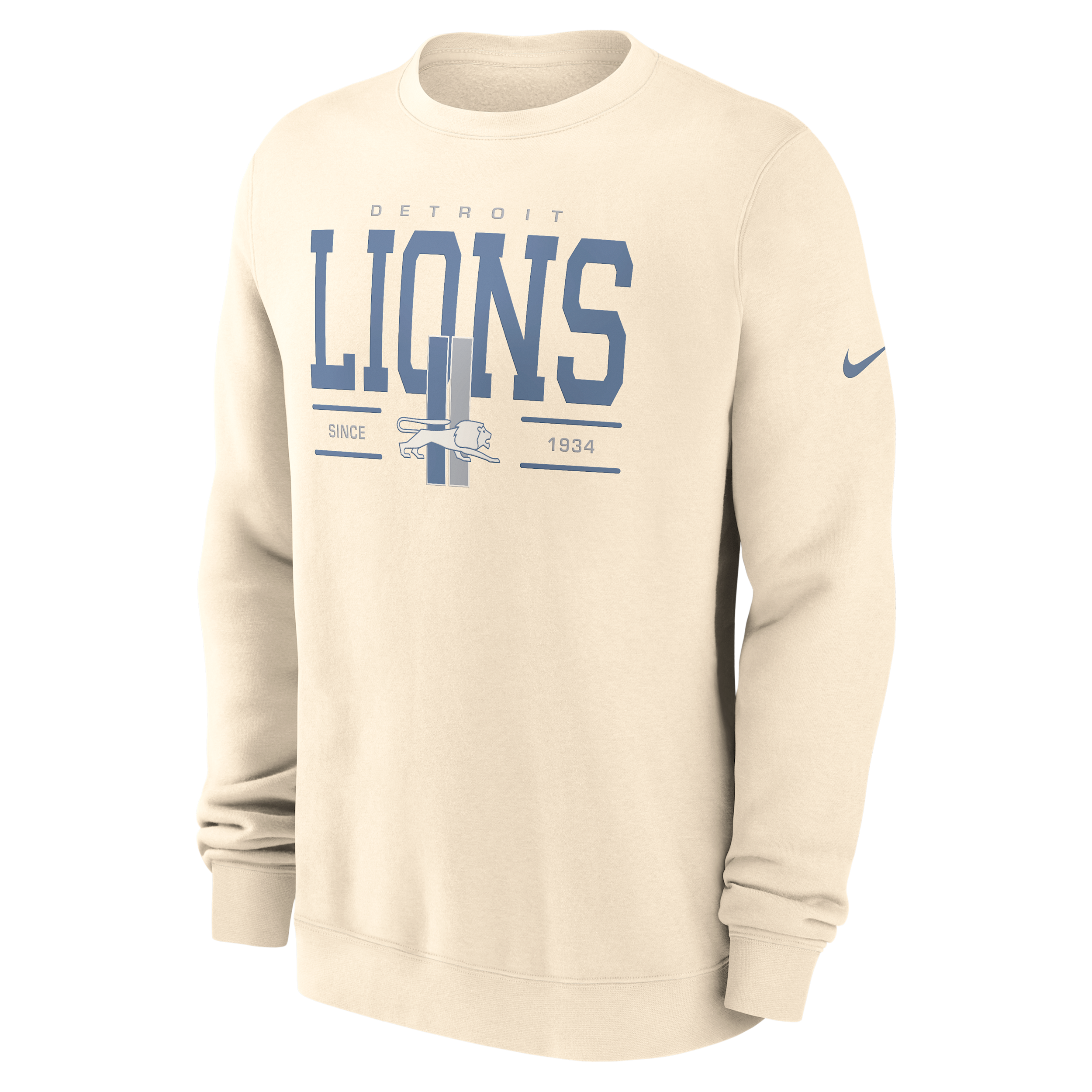 Detroit Lions Club Nike Men's NFL Pullover Crew in Brown | NKPV15A9SV-Y9M