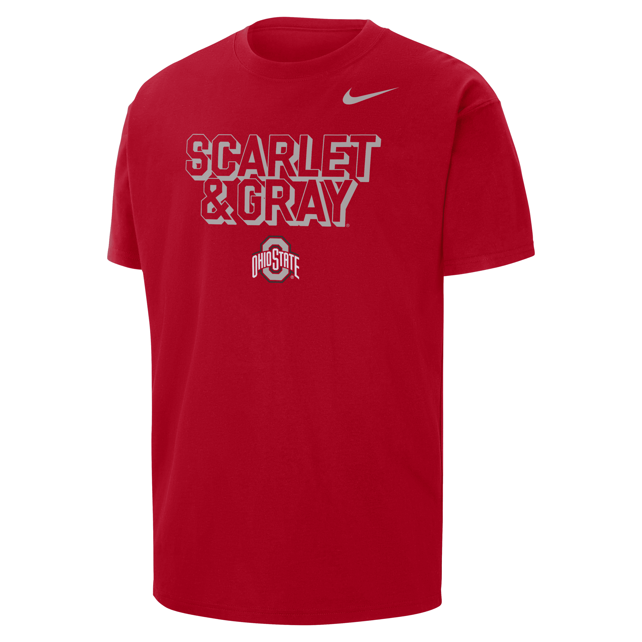 Nike Ohio State  Men's College Max90 Crew-neck T-shirt In Red