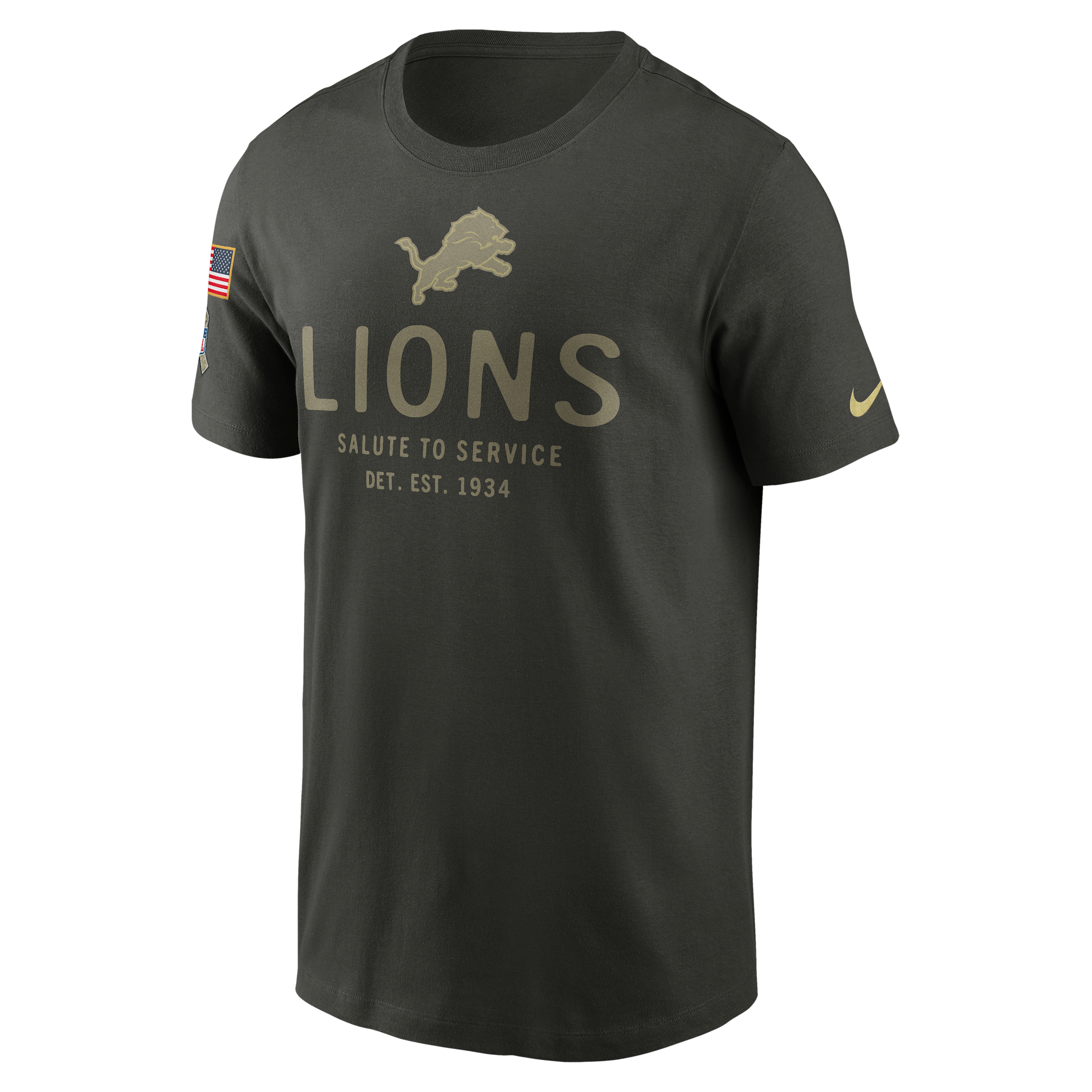 Nike Detroit Lions Salute To Service Sideline Primary Edge  Men's Dri-fit Nfl T-shirt In Green