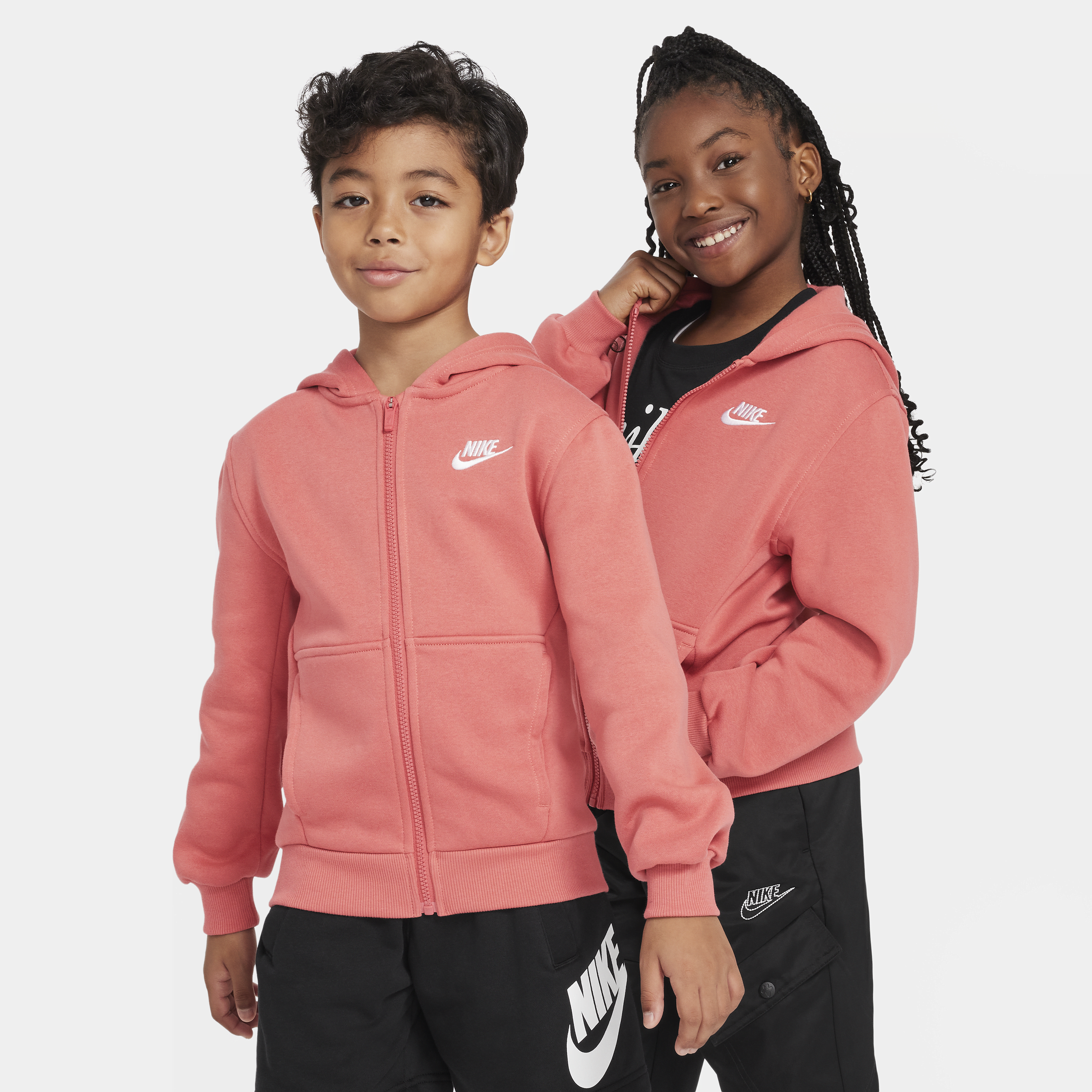 Nike Sportswear Club Fleece Big Kids' Full-zip Hoodie In Red