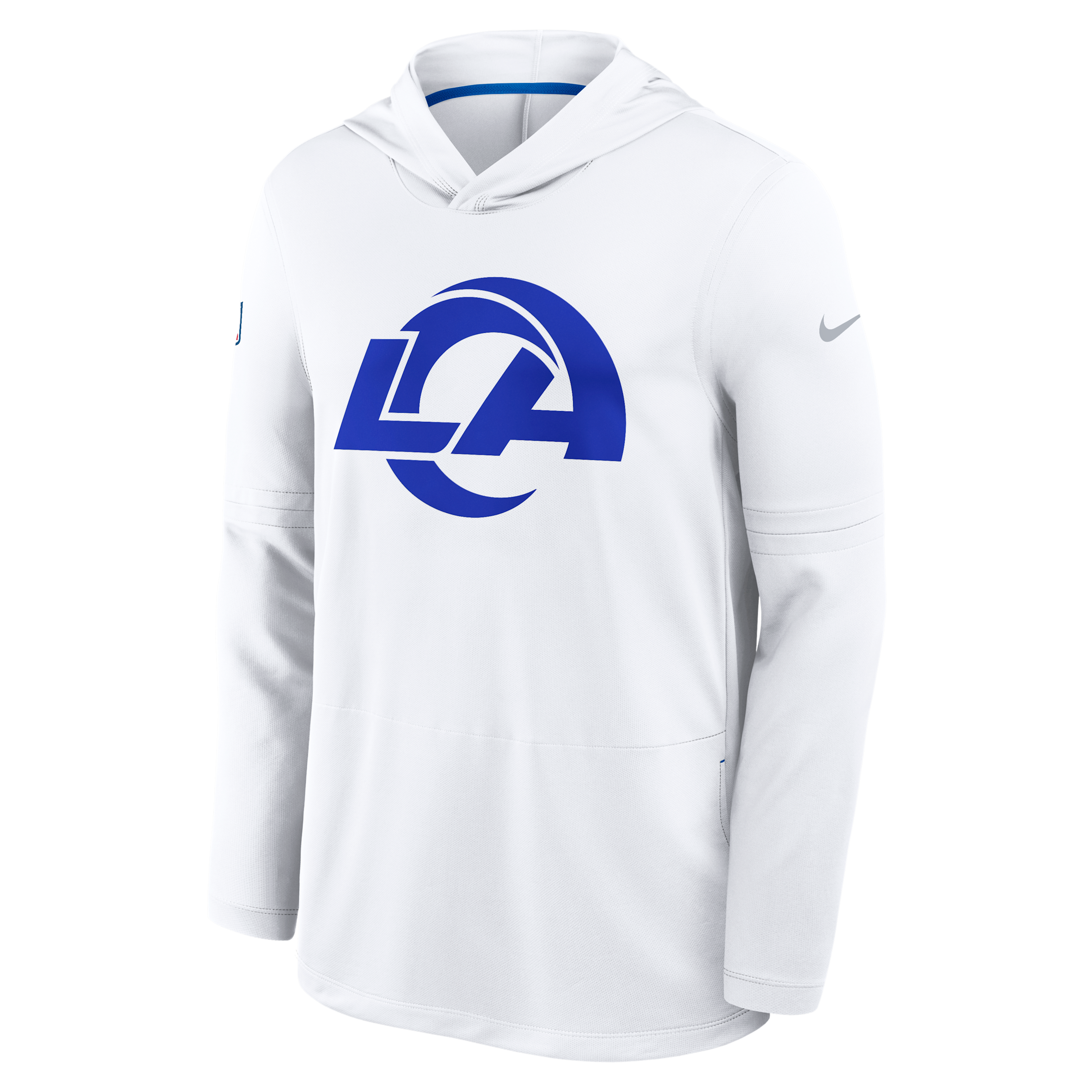 Nike Men's Los Angeles Rams Fearsome White Sideline LightweightLong sleeves Hooded Dri-fit T-Shirt - White