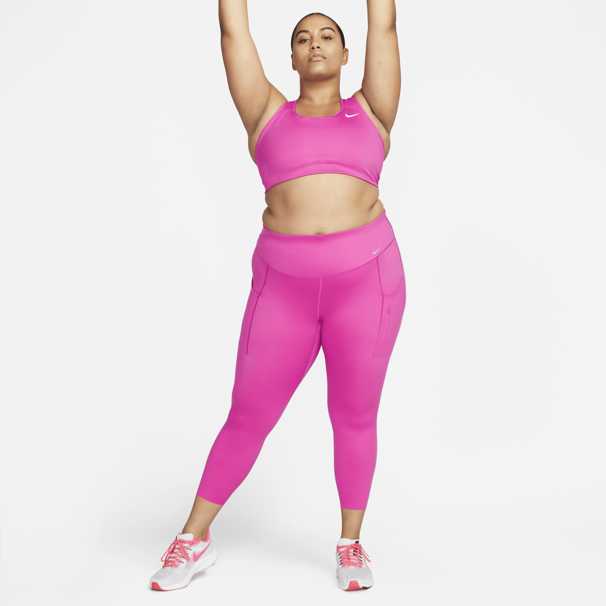 Nike Women's Go Firm-support High-waisted 7/8 Leggings With Pockets (plus Size) In Pink