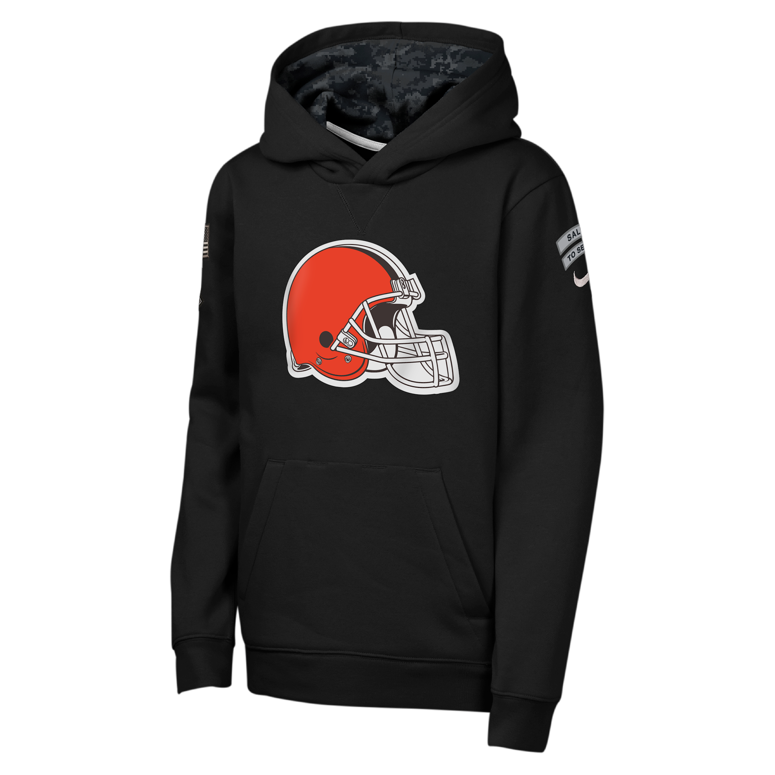 Cleveland Browns Salute to Service Sideline Club Big Kids' Nike NFL Pullover Hoodie in Black | Z1B7NFQ8BRW-NAW