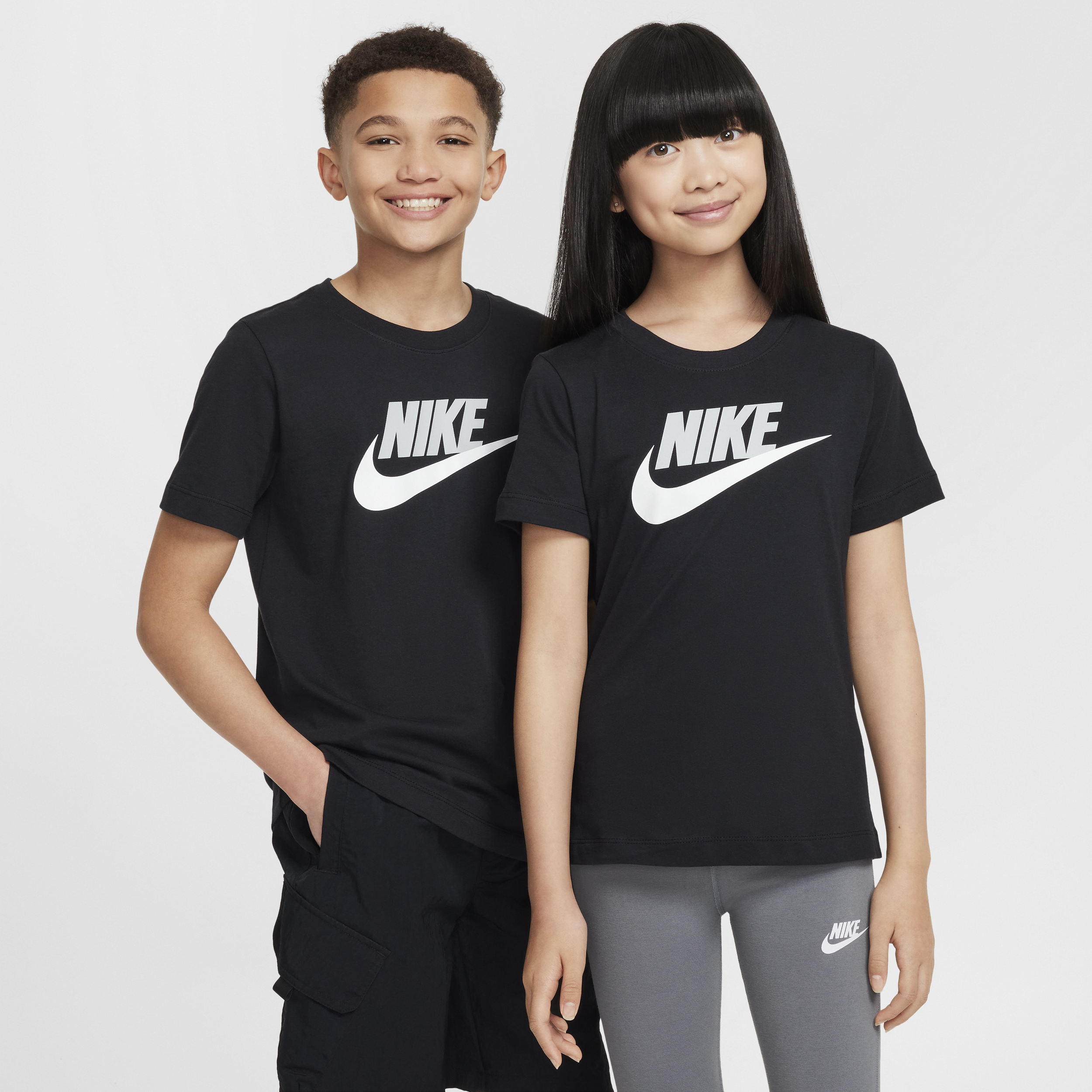Nike Futura Big Kid Unisex Crew Neck Short Sleeve Regular Fit Graphic T-shirt In Black