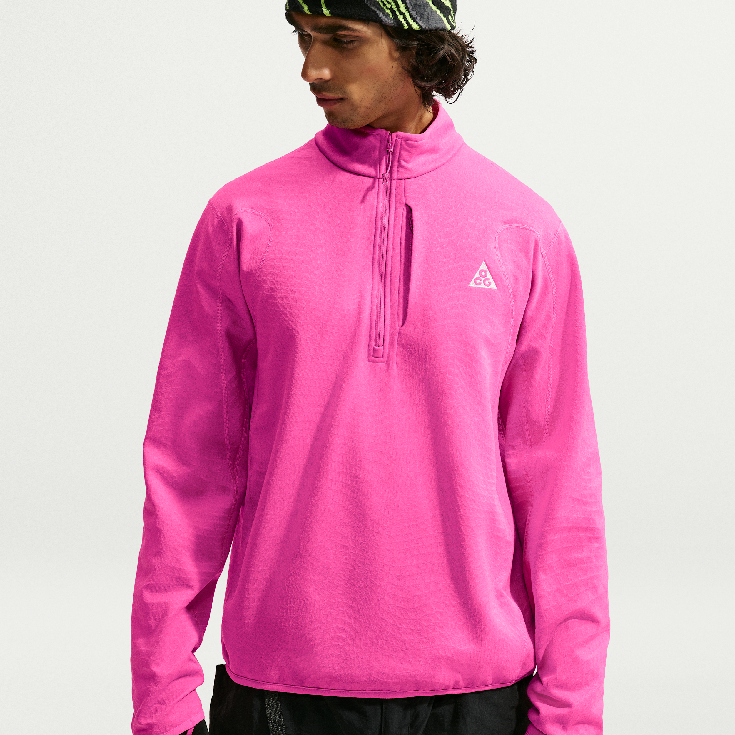 Men's Nike ACG Wolf Grid Therma-FIT 1/2-Zip Hiking Top in Pink | IM4233-698