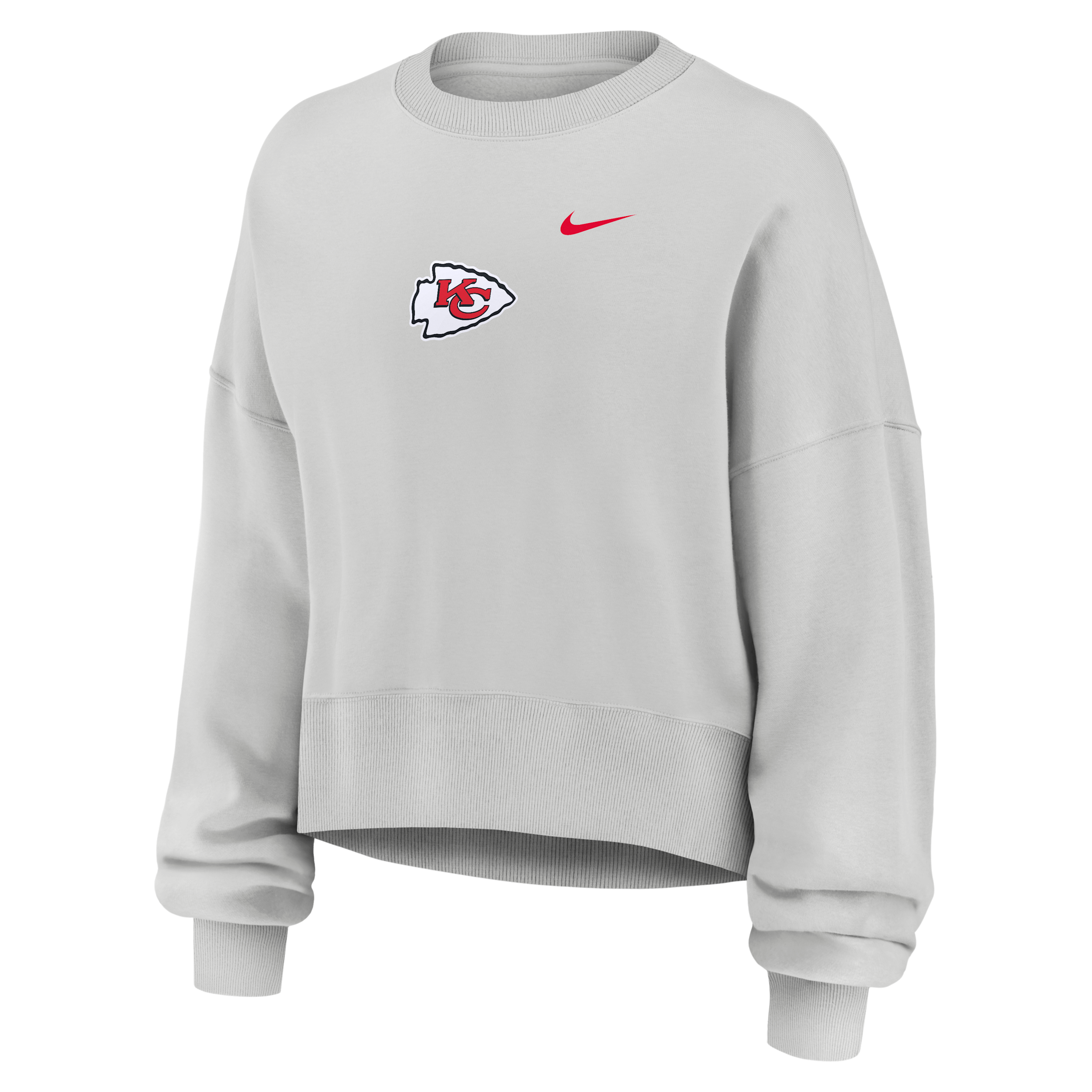 Kansas City Chiefs Primetime Phoenix Nike Women's NFL Oversized Pullover Crew in Grey | 01D70BB7G-CSV