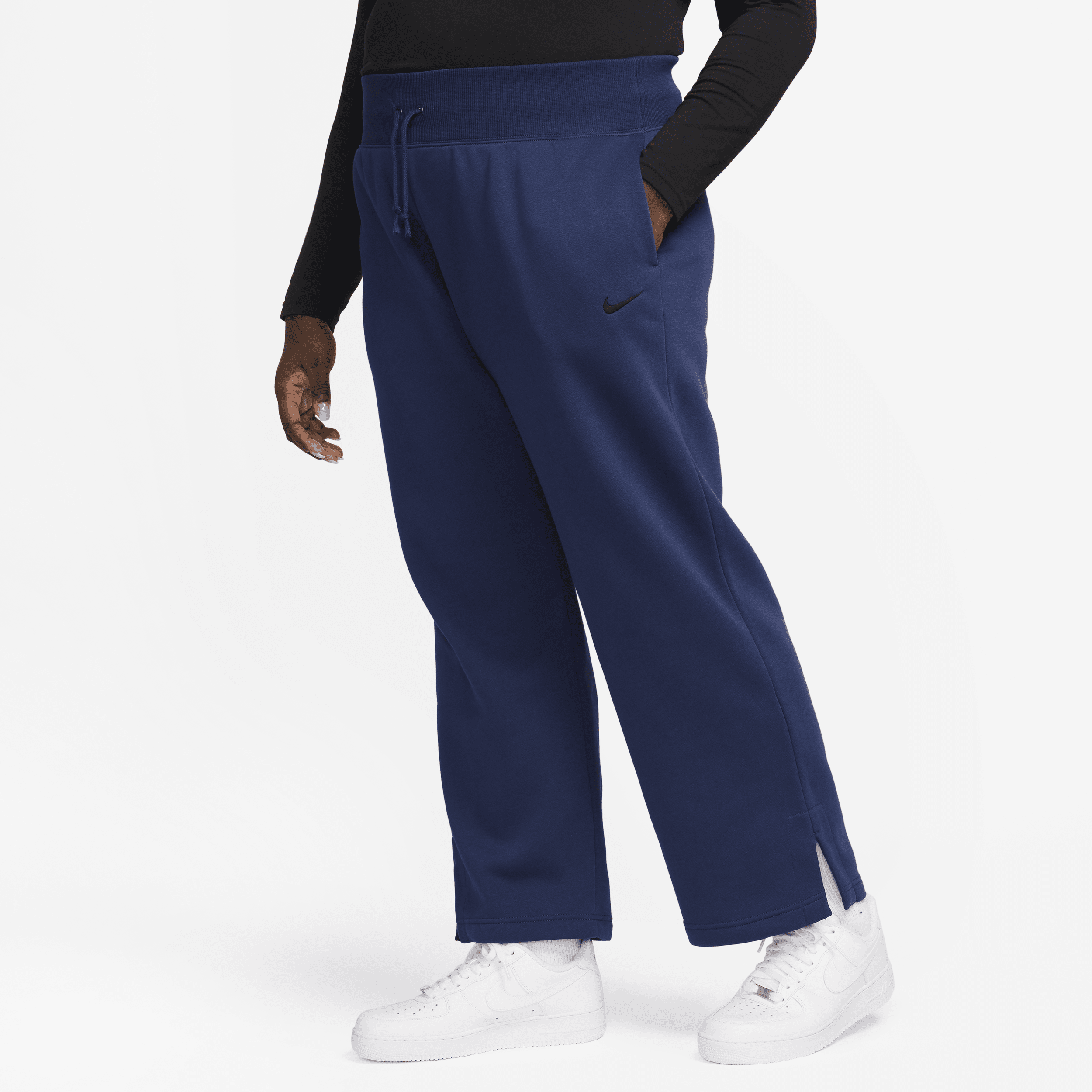 Nike Women's  Sportswear Phoenix Fleece High-waisted Wide-leg Sweatpants (plus Size) In Blue