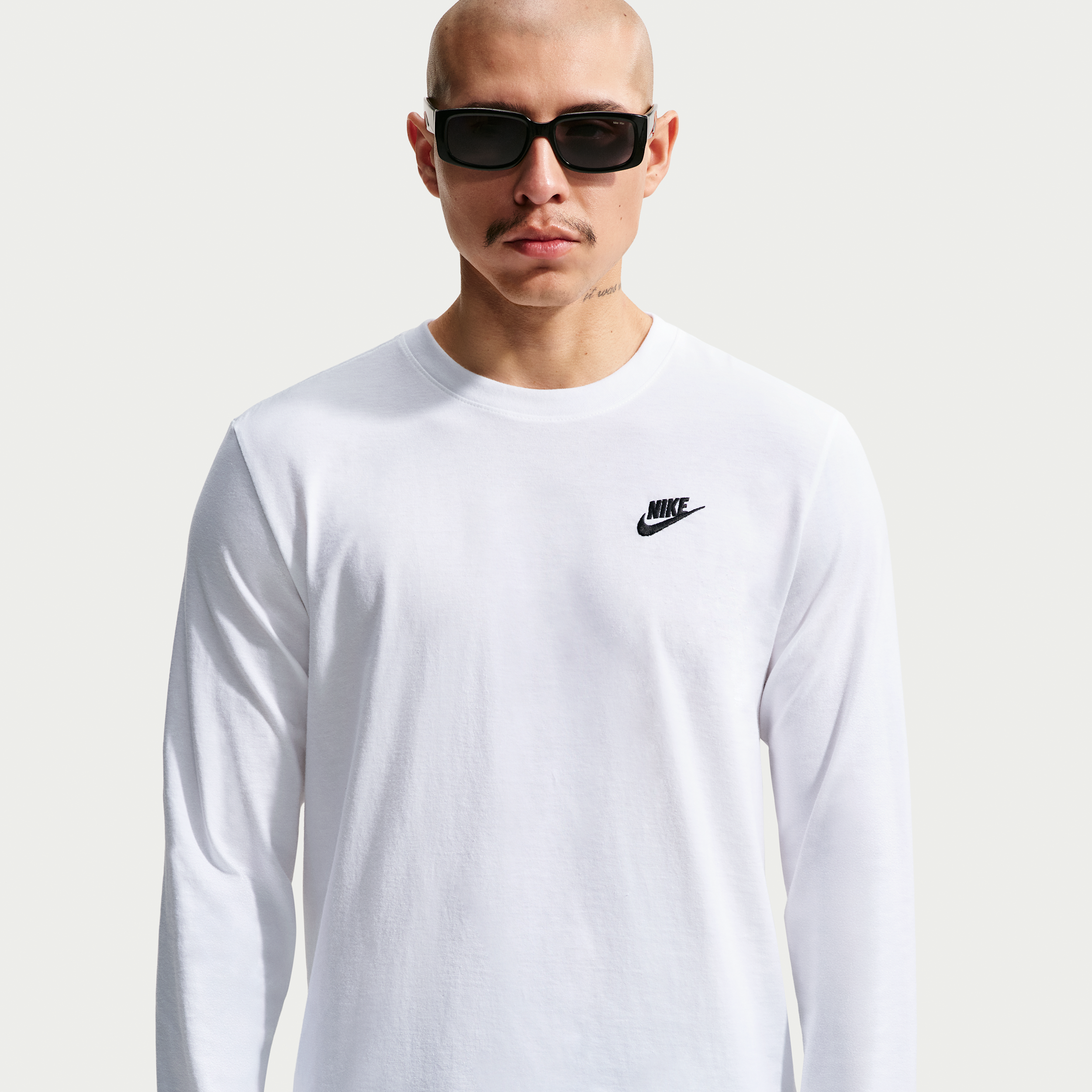 Nike Club Mens Crew Neck Long Sleeve Quick Dry Embroidered Active Big and Tall T-Shirt, 3x-large, White
