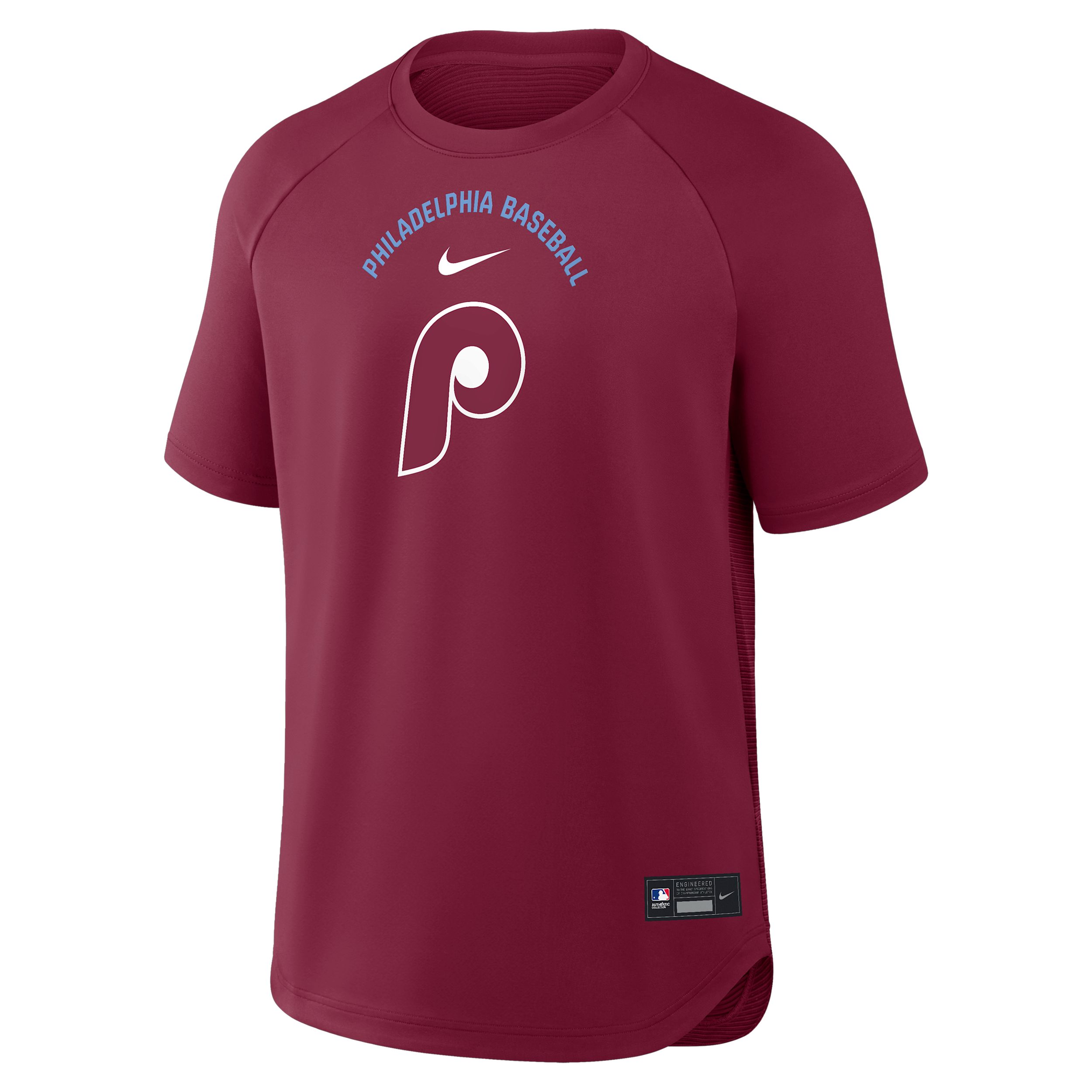Nike Men's Burgundy Philadelphia Phillies Authentic Collection Batting Practice Pre-Game Raglan Dri-fit T-Shirt - Burgundy