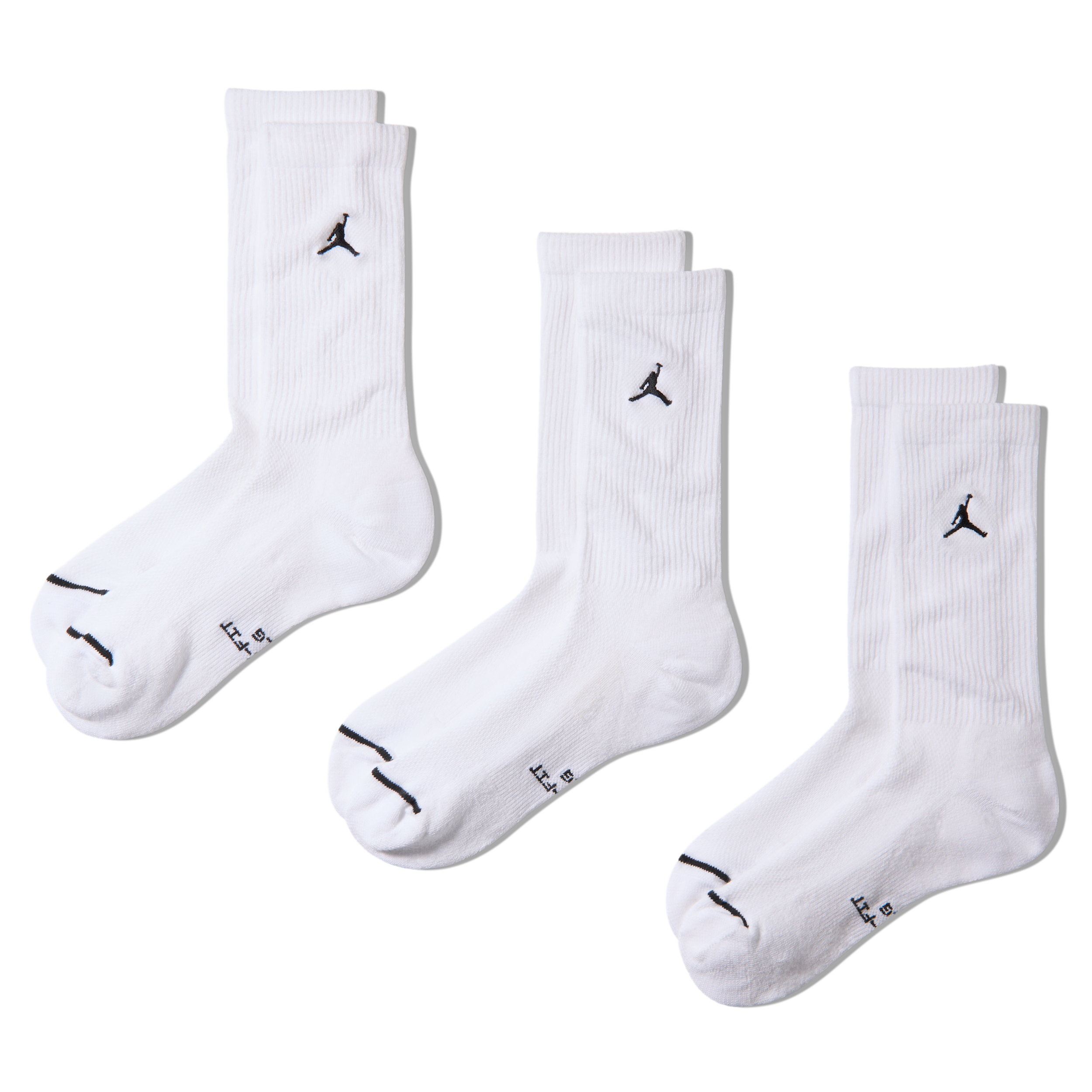 Jordan Mens Everyday 3 Pack Cushion Crew Socks - - White / White Size L