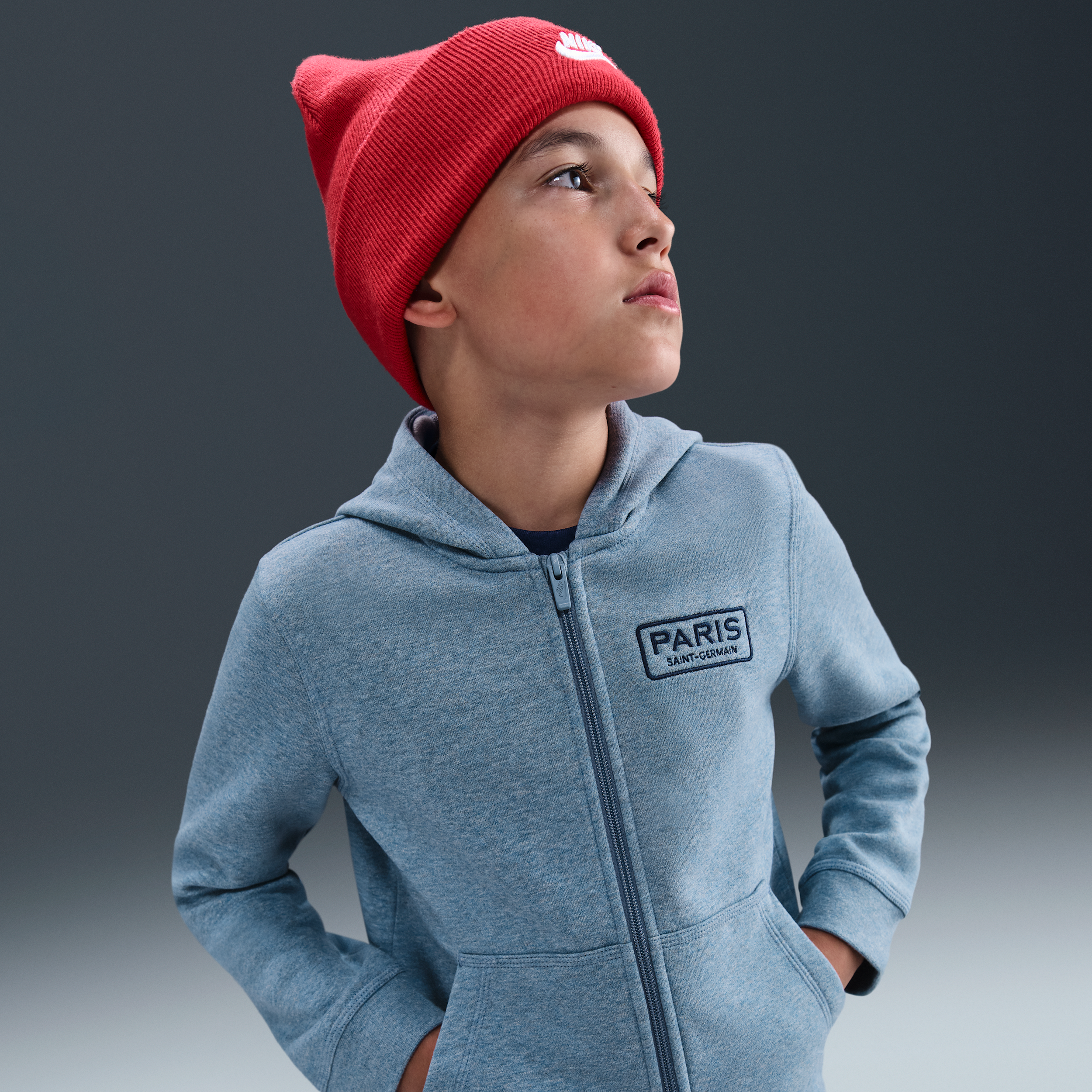 Nike Paris Saint-germain Club Big Kids' (boys')  Soccer Full-zip Hoodie In Blue