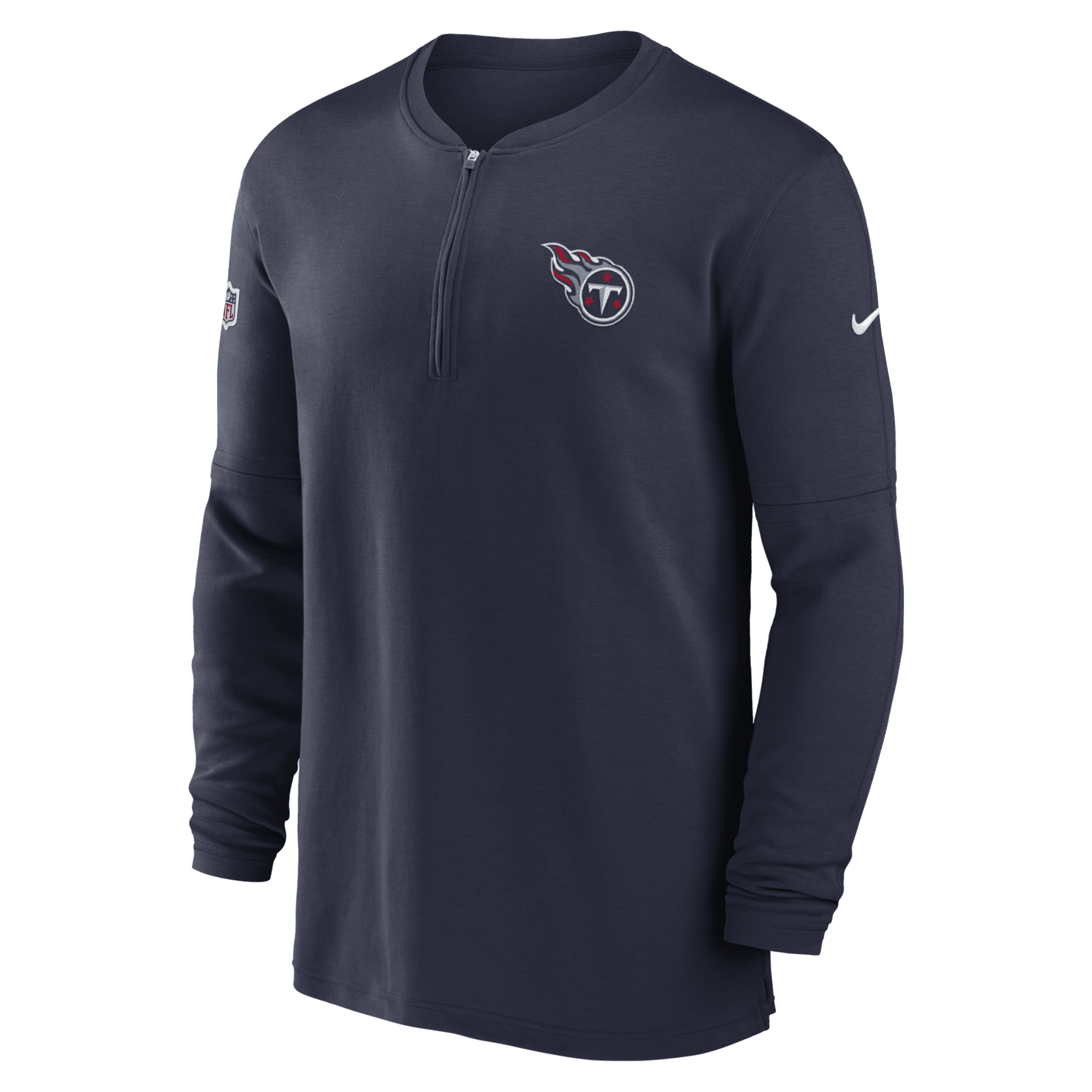Nike Navy Tennessee Titans 2023 Sideline Performance Long Sleeve Tri-blend Quarter-zip Top In Blue