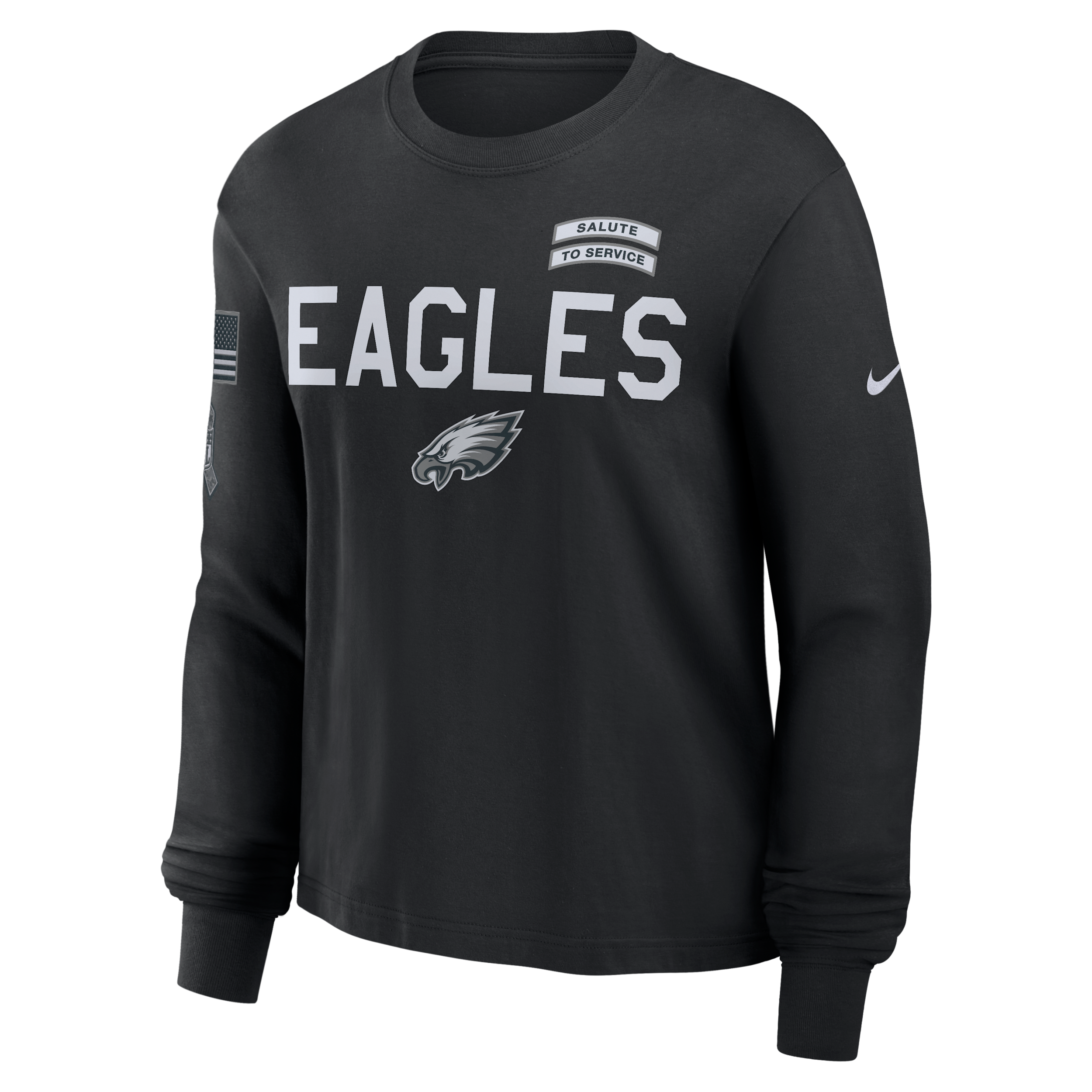 Philadelphia Eagles Salute to Service Sideline Nike Women's Dri-FIT NFL Long-Sleeve T-Shirt in Black | 02GD00AA2R-ED0
