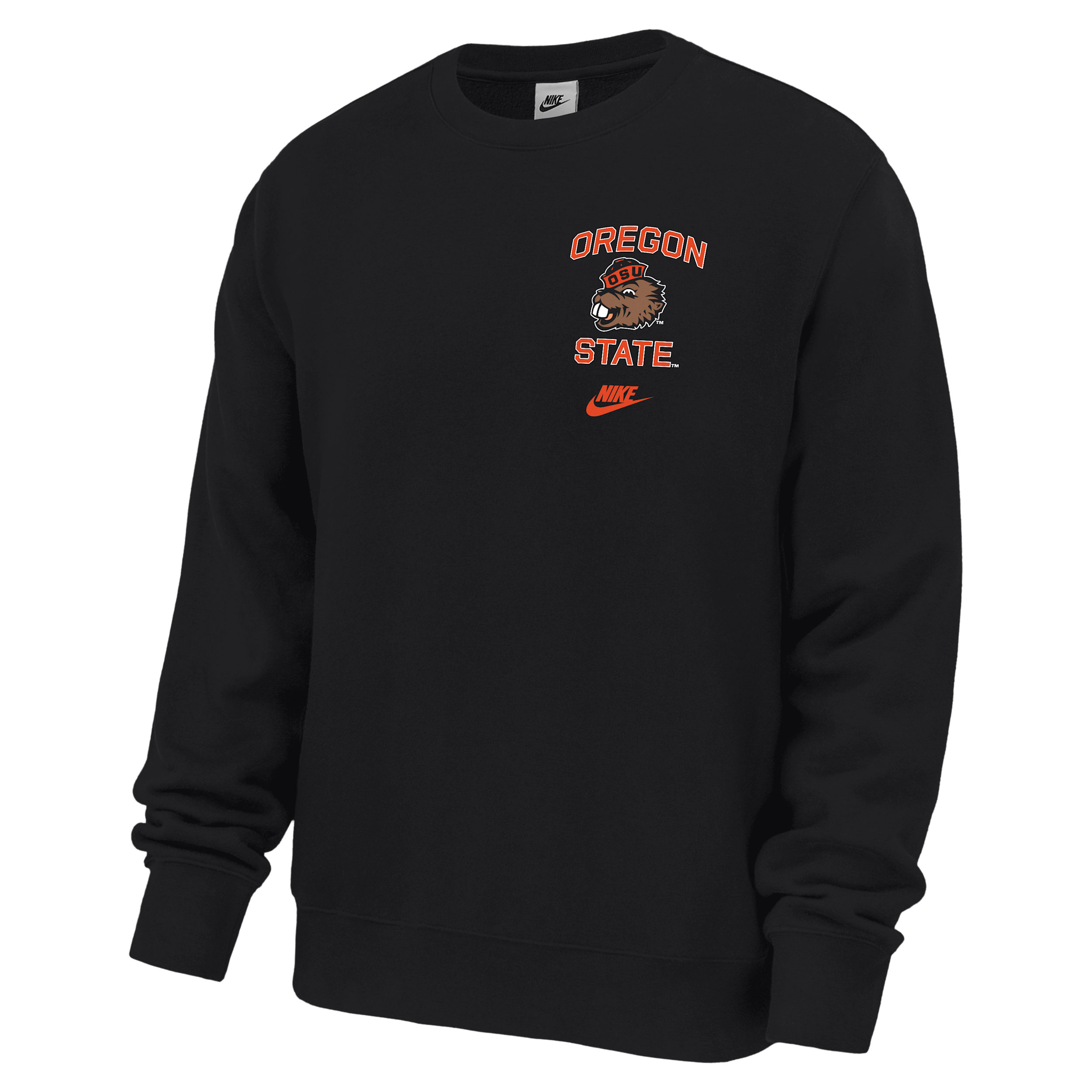 Oregon State Club Fleece Nike Men's College Pullover Crew-Neck Sweatshirt in Black | M33234P395ORST-BLK