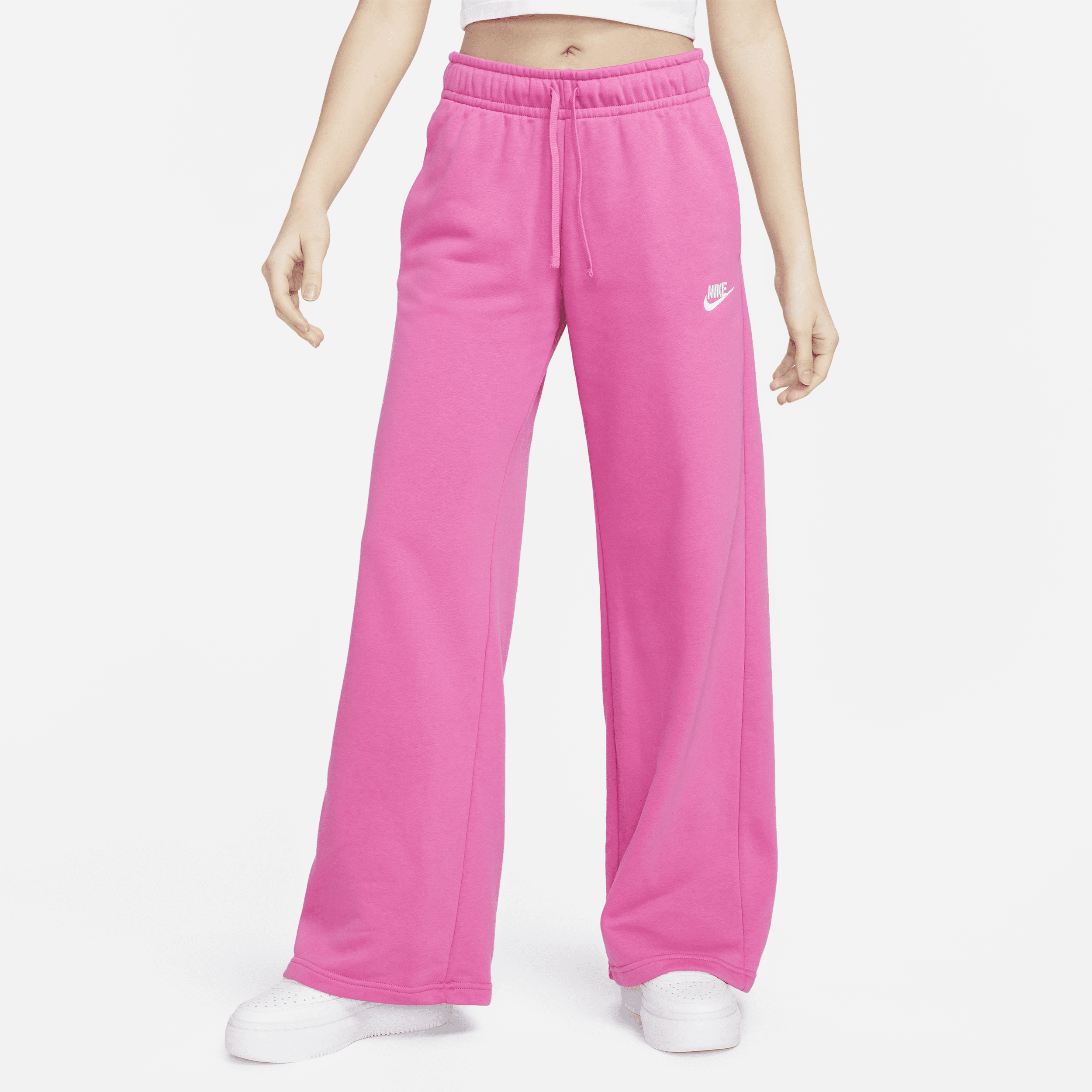 Nike Women's  Sportswear Club Fleece Mid-rise Wide-leg Sweatpants In Pink