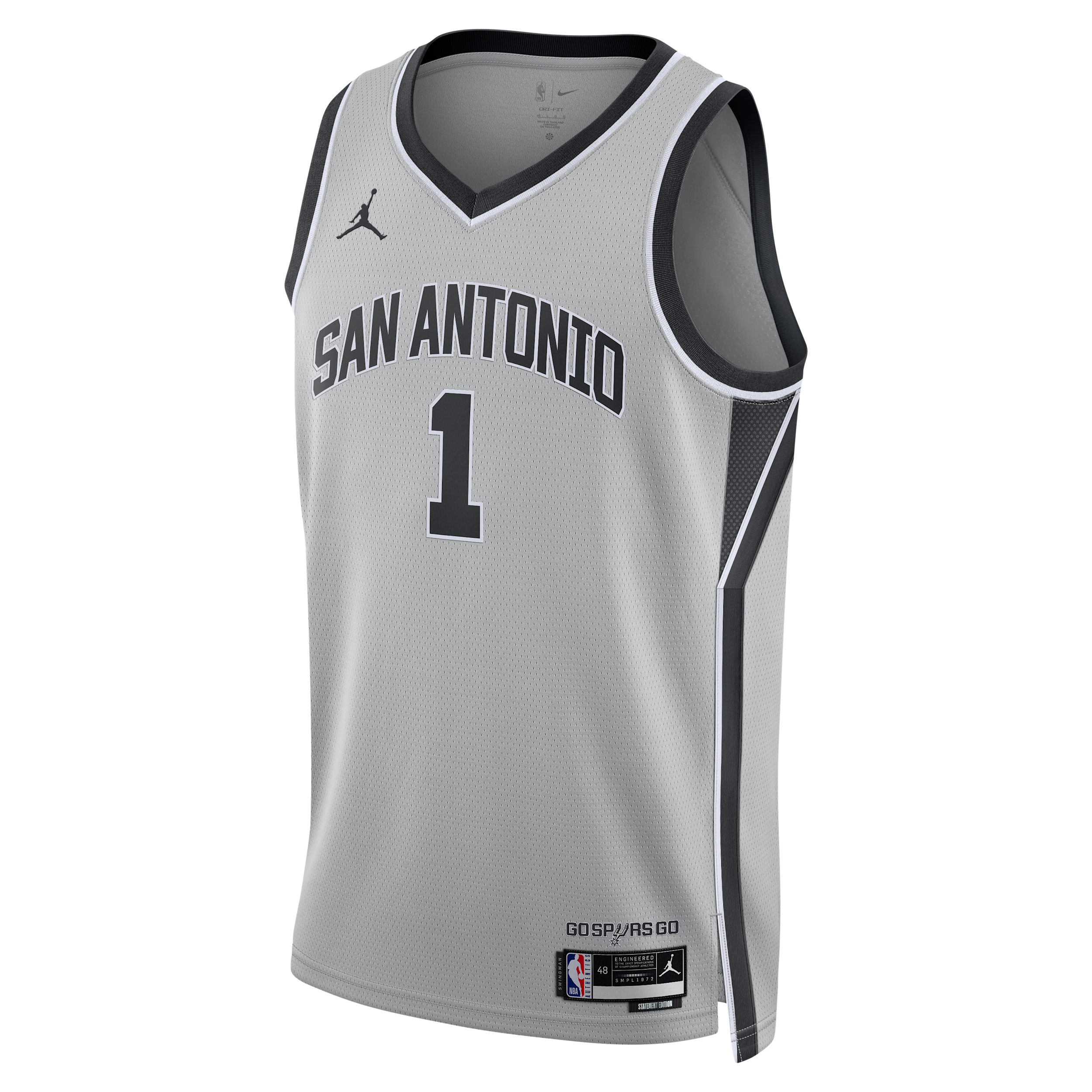 San Antonio Spurs 2025/26 Statement Edition Nike Men's Dri-FIT NBA Swingman Jersey in Grey | HM4882-007
