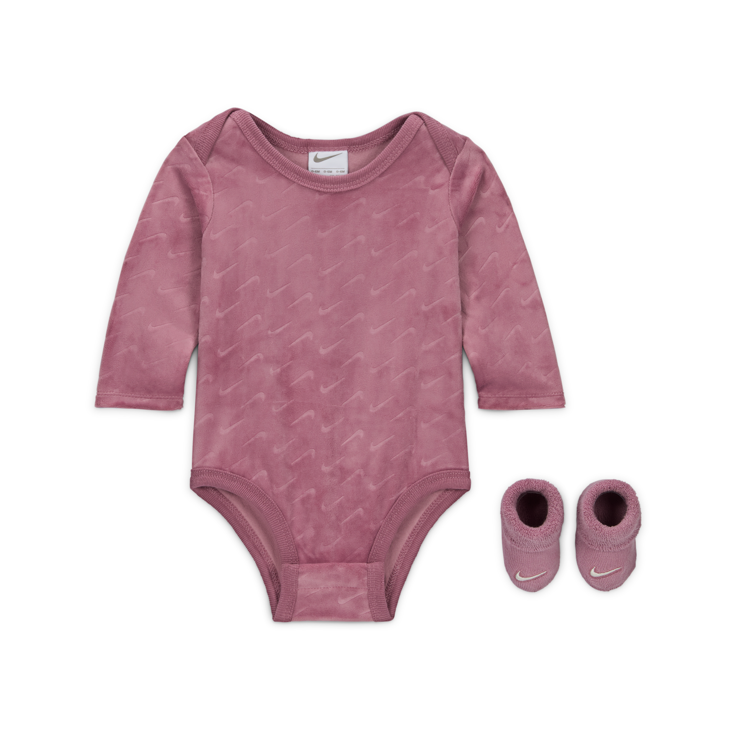 Nike Baby (0-9m) Velour Swoosh 2-piece Bodysuit Boxed Set In Purple