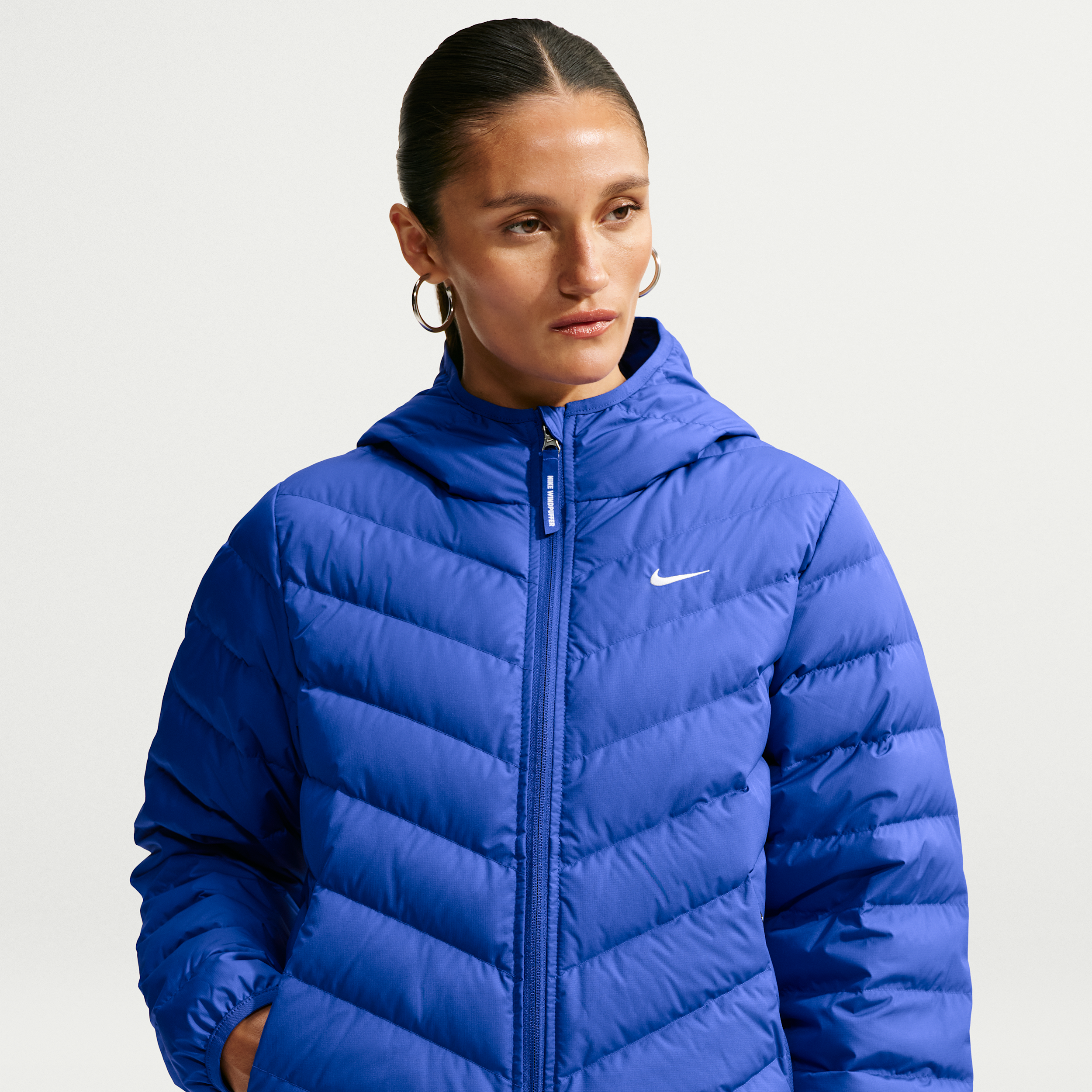 Women's Nike Sportswear Windpuffer Therma-FIT Hooded Down Jacket in Blue | IF5883-417