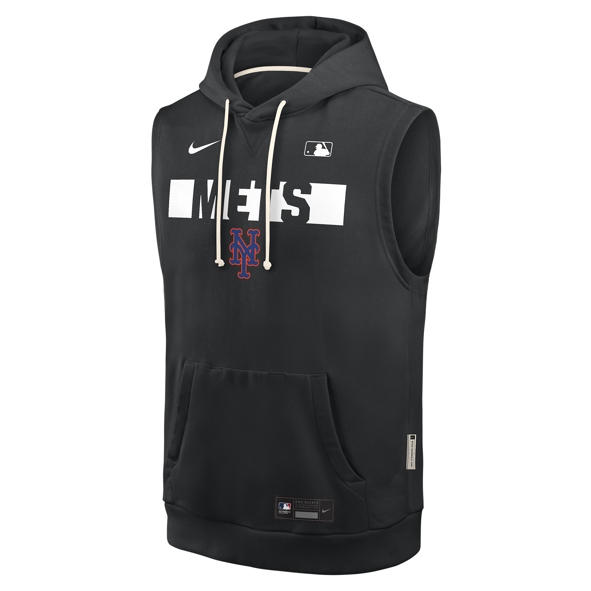 New York Mets Authentic Collection Standard Issue Nike Men's Dri-FIT MLB Sleeveless Pullover Hoodie in Black | 03B400ANME-4T2