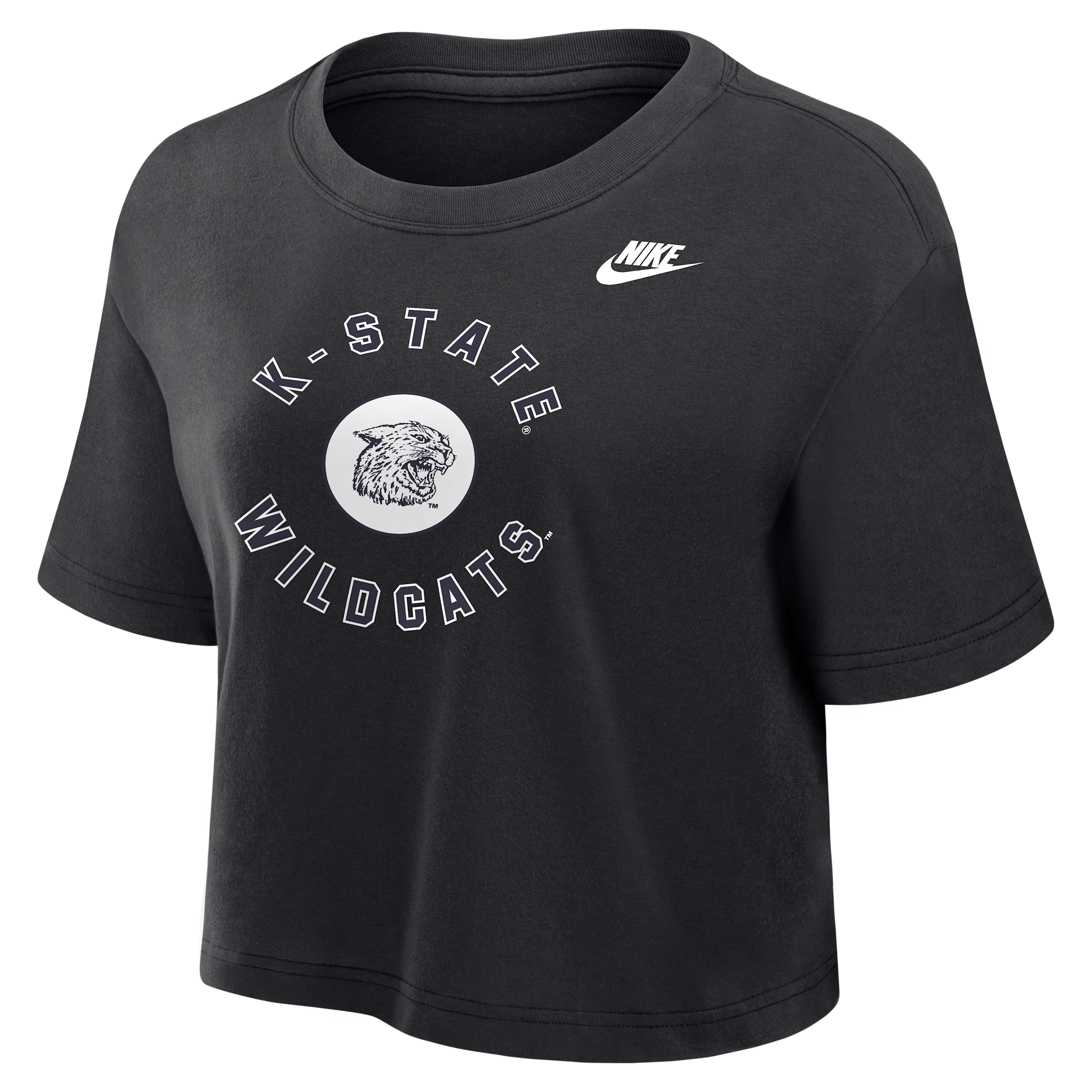 Kansas State Wildcats Nike Women's Dri-FIT Cropped T-Shirt in Black | W11840P404KSST-BLK