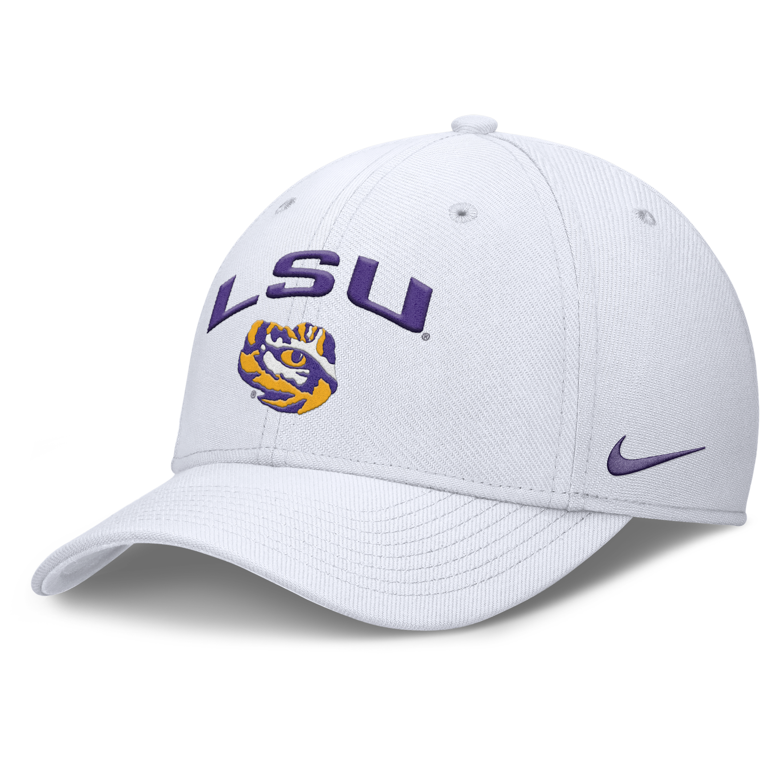 Nike Men's White Lsu Tigers 2025 On-field Rise Performance Flex Hat In White