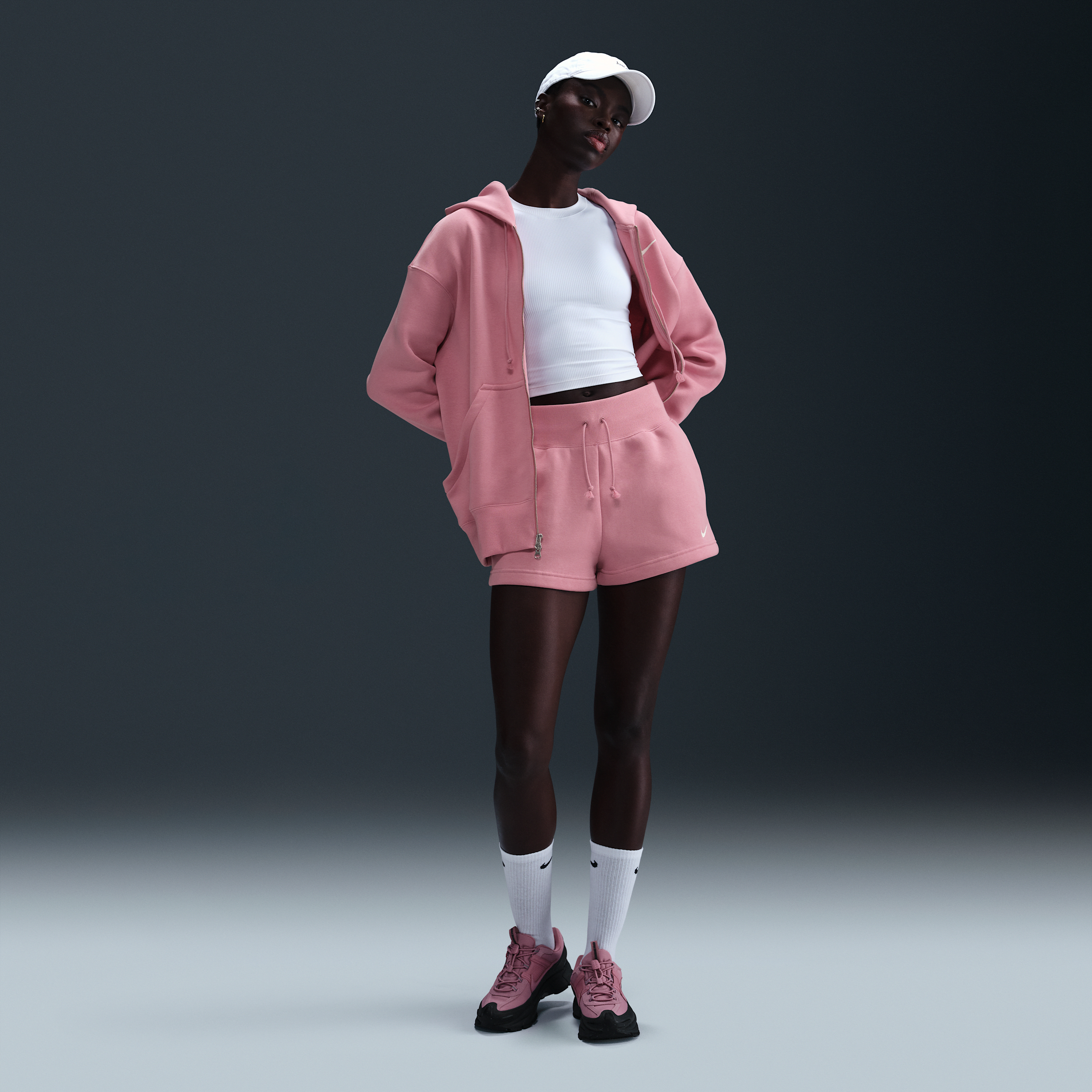 Women's Nike Sportswear Phoenix Fleece High-Waisted Loose Shorts in Pink | FD1409-699