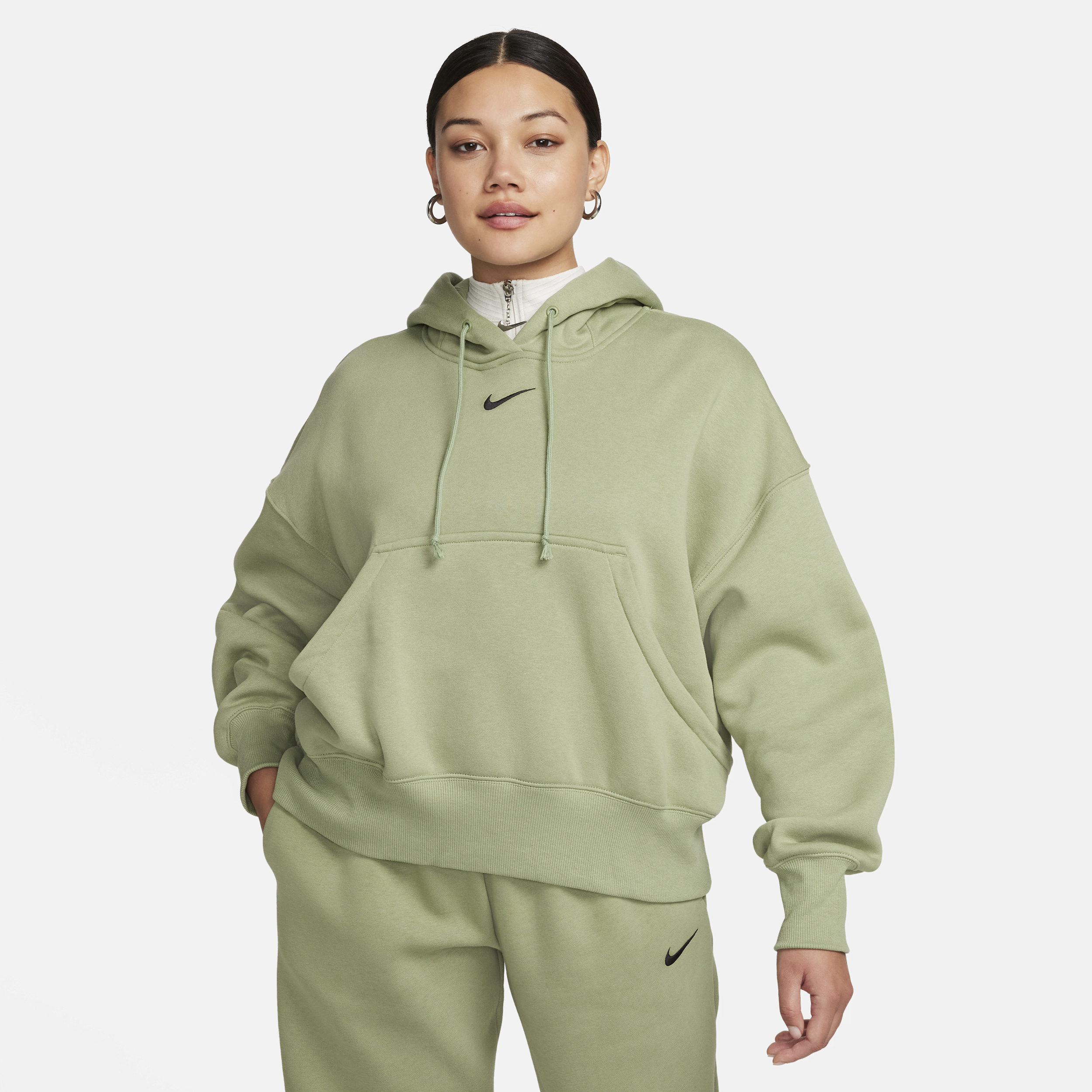 Shop Nike Women's  Sportswear Phoenix Fleece Over-oversized Pullover Hoodie In Green