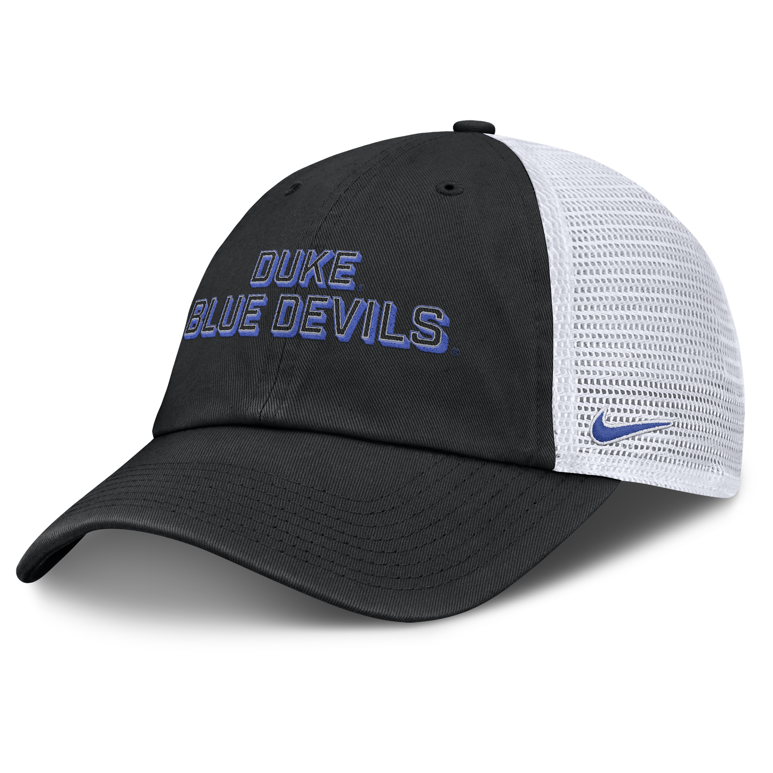 Nike Black Duke Blue Devils 2025 Gameday On-field Club Adjustable Trucker Hat In Black