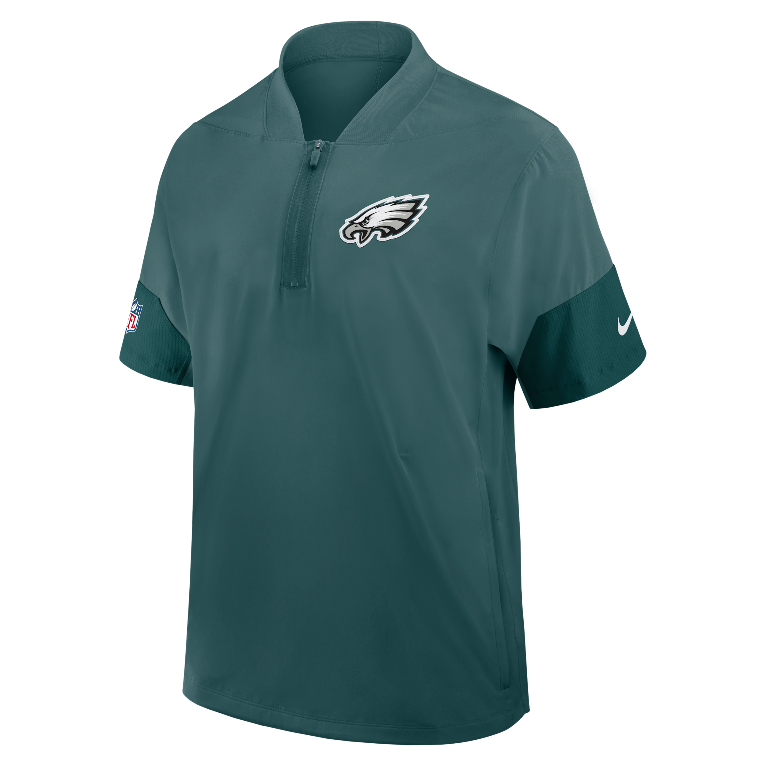 Nike Men's Green Philadelphia Eagles Sideline Short Sleeve Quarter-Zip Performance Coach Jacket - Green
