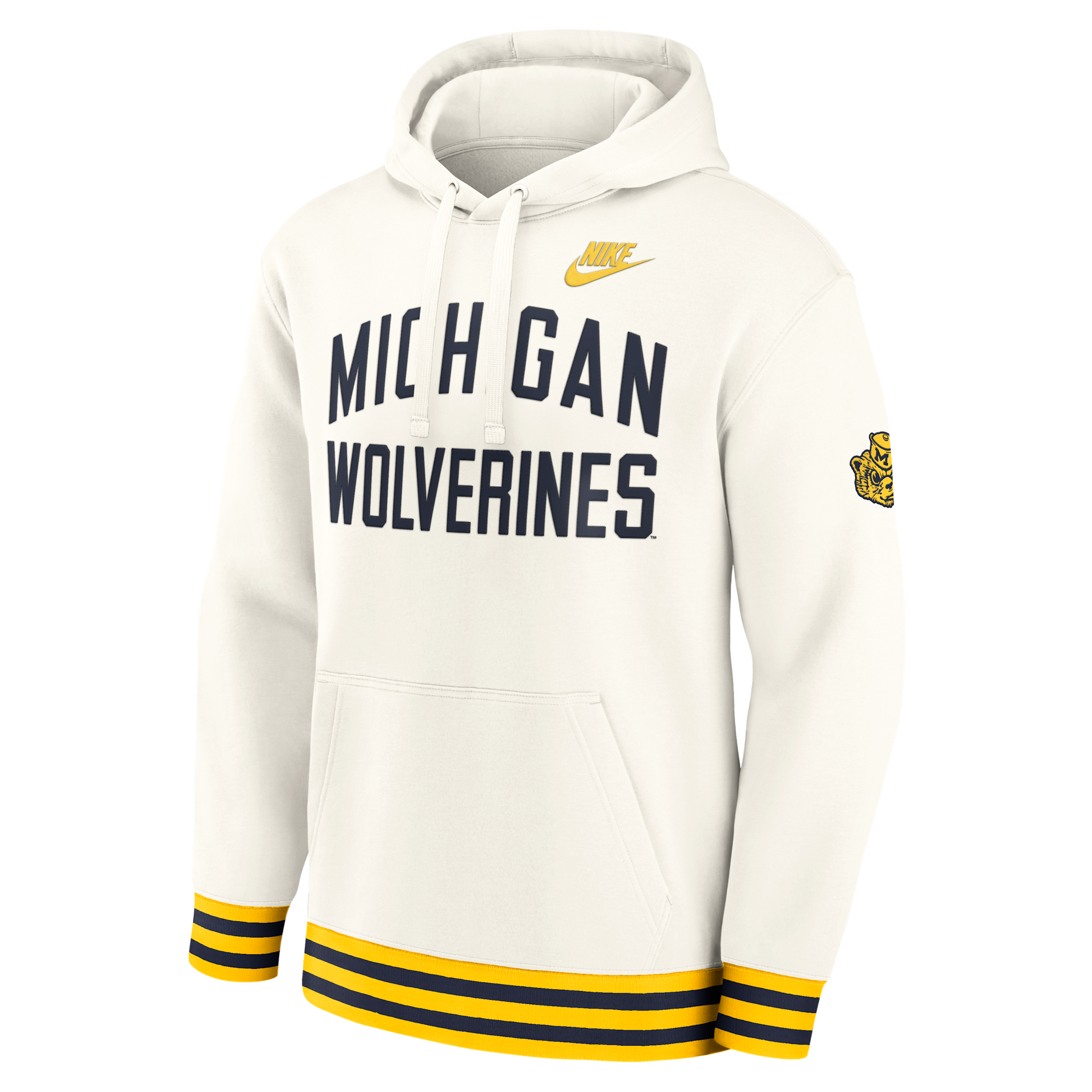 Nike Men's Michigan Wolverines Legacy Retro Relaxed-Fit Pullover Hoodie - Cream, Gold