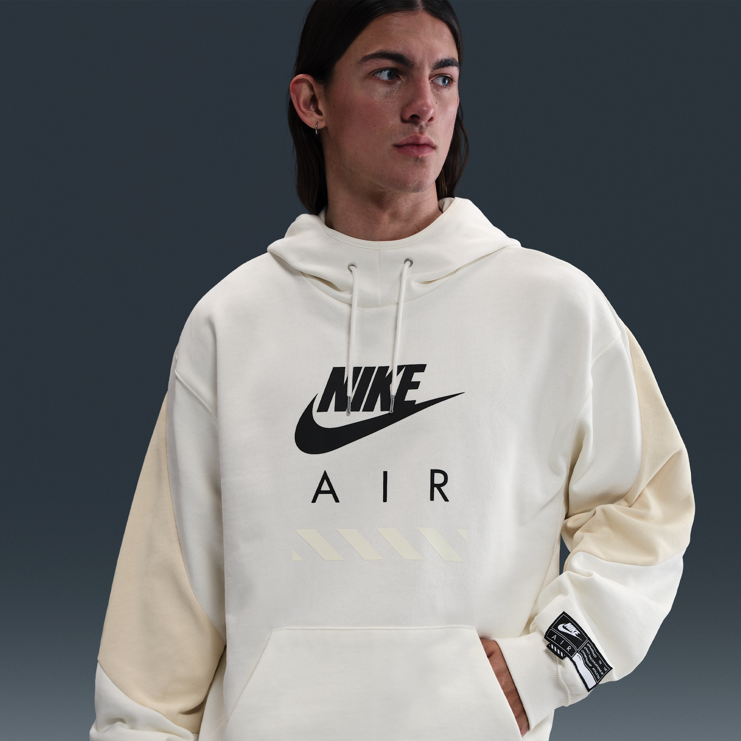 Nike Men's Air Fleece Pullover Hoodie in White | HJ0273-133