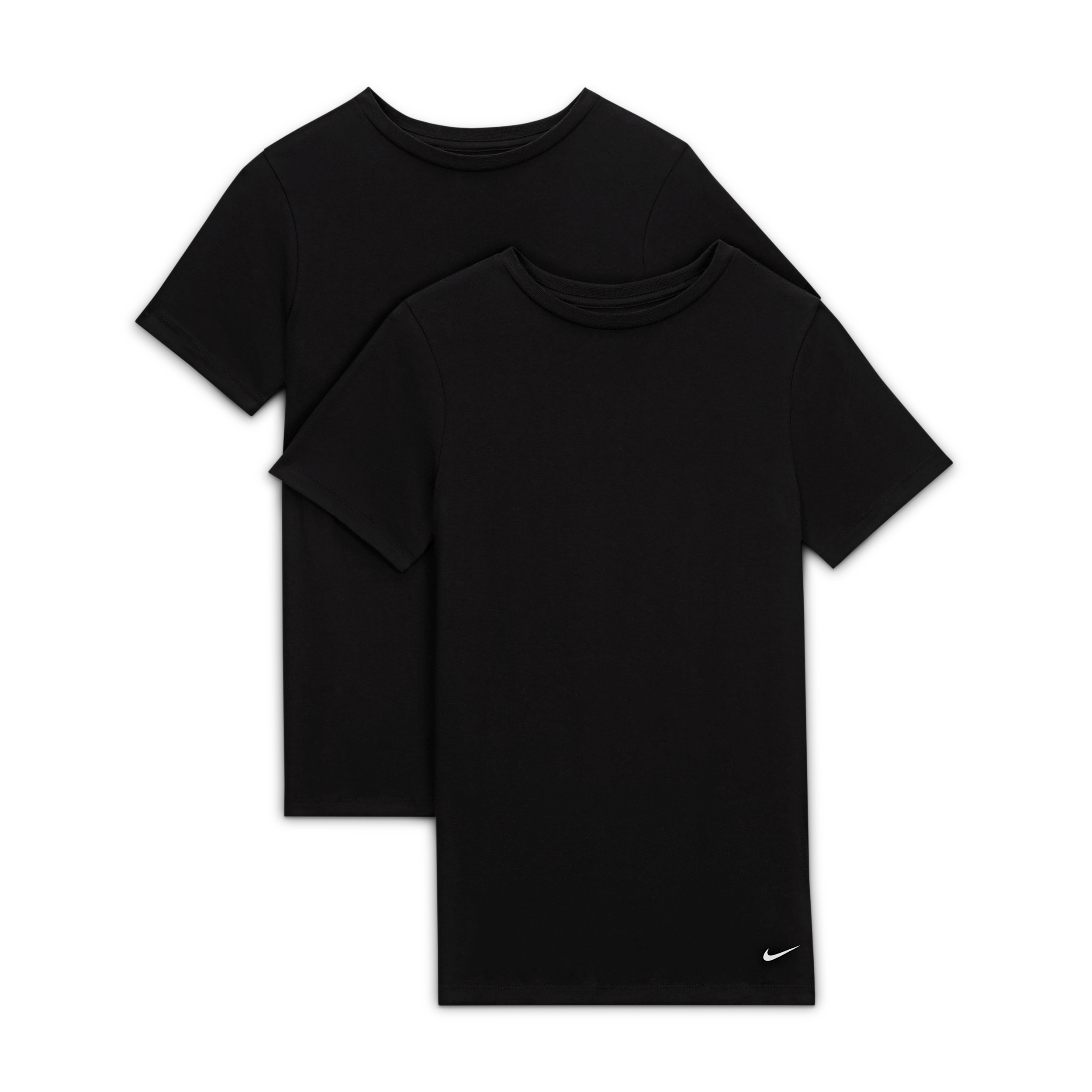 Nike Undershirts Boys 2 Pack Short Sleeve Crew Neck T-Shirt, Medium, Black