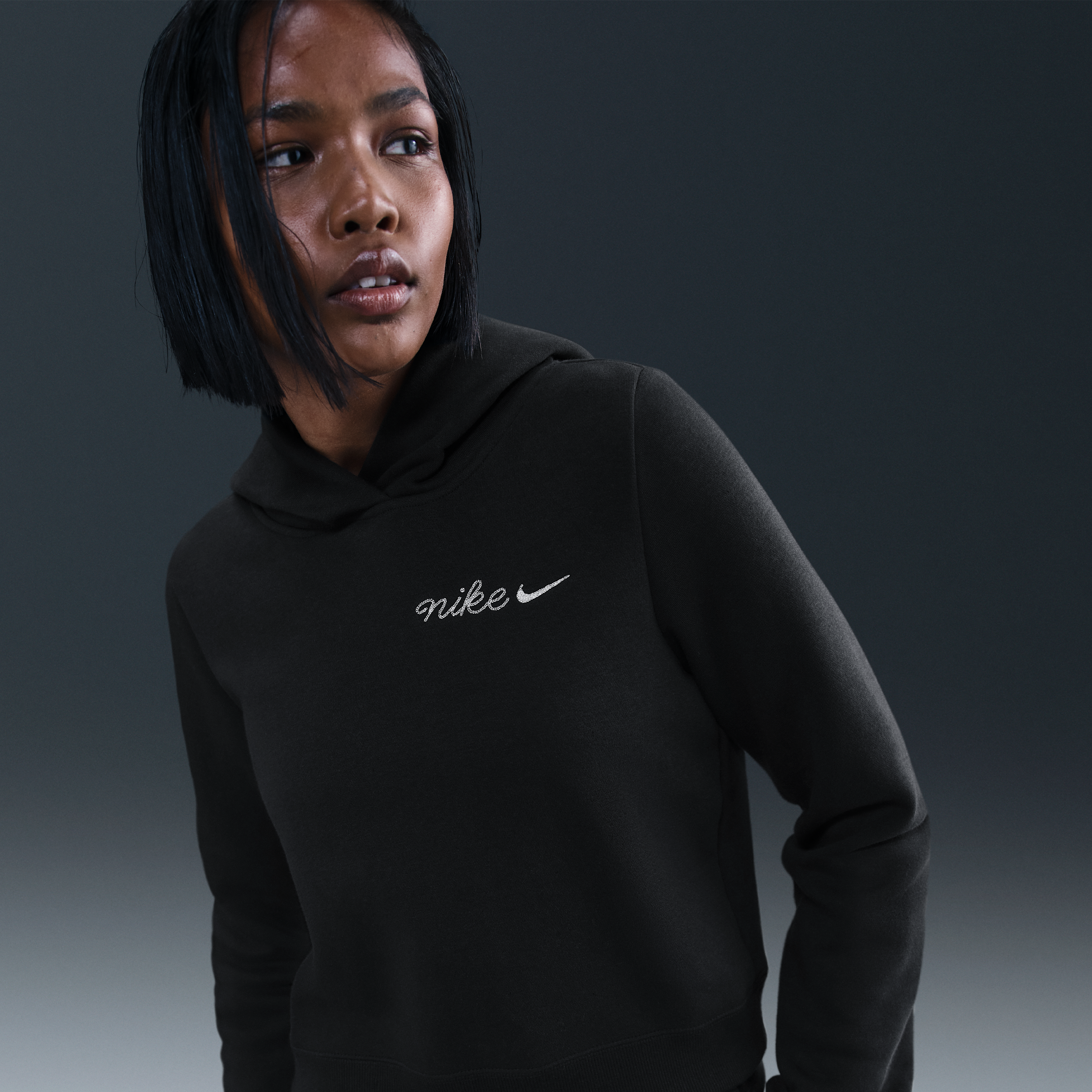 Nike Women's  Sportswear Phoenix Fleece Shrunken Hoodie In Black