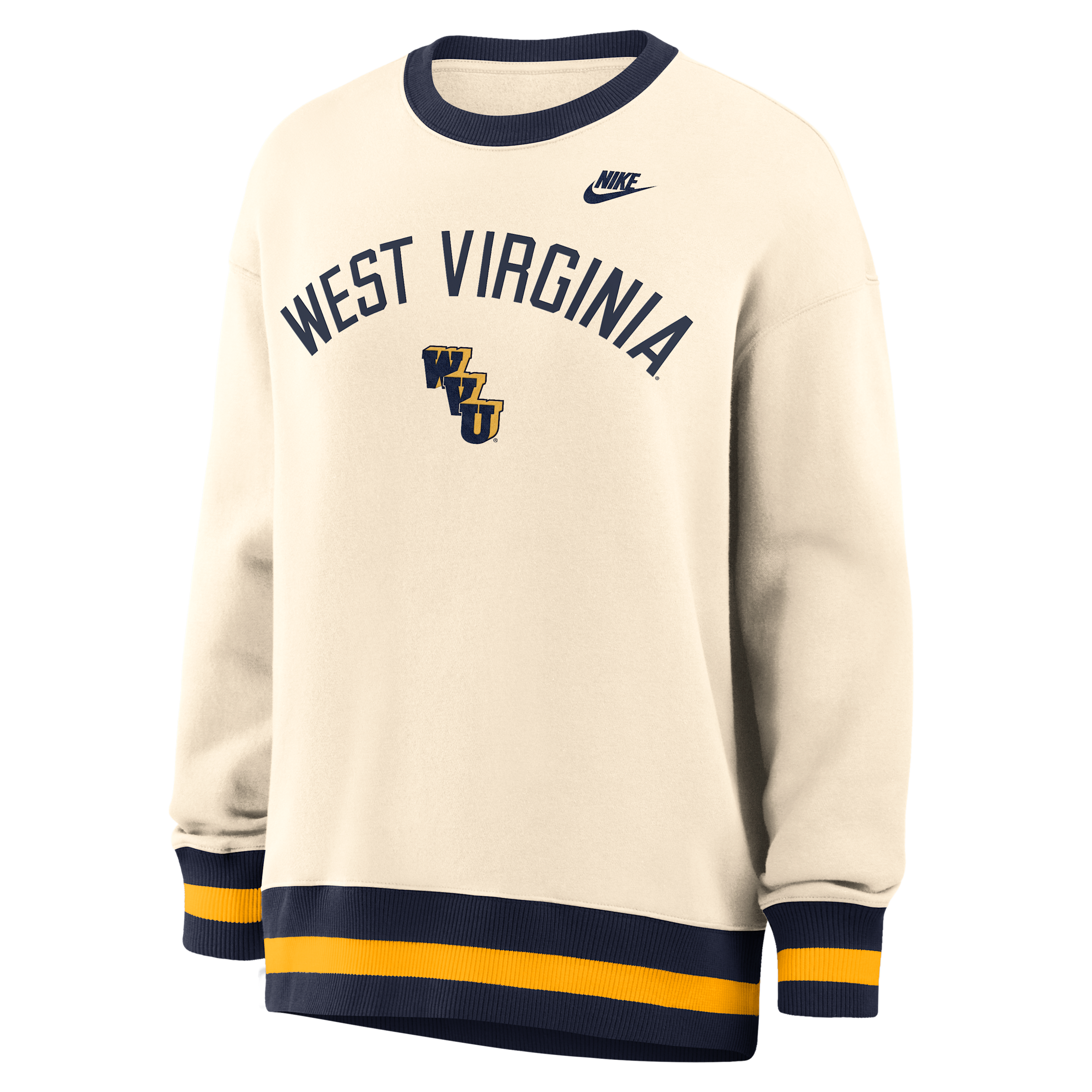 West Virginia Legacy Nike Women's College Oversized Pullover Crew in Brown | 040H0JHJWVV-526